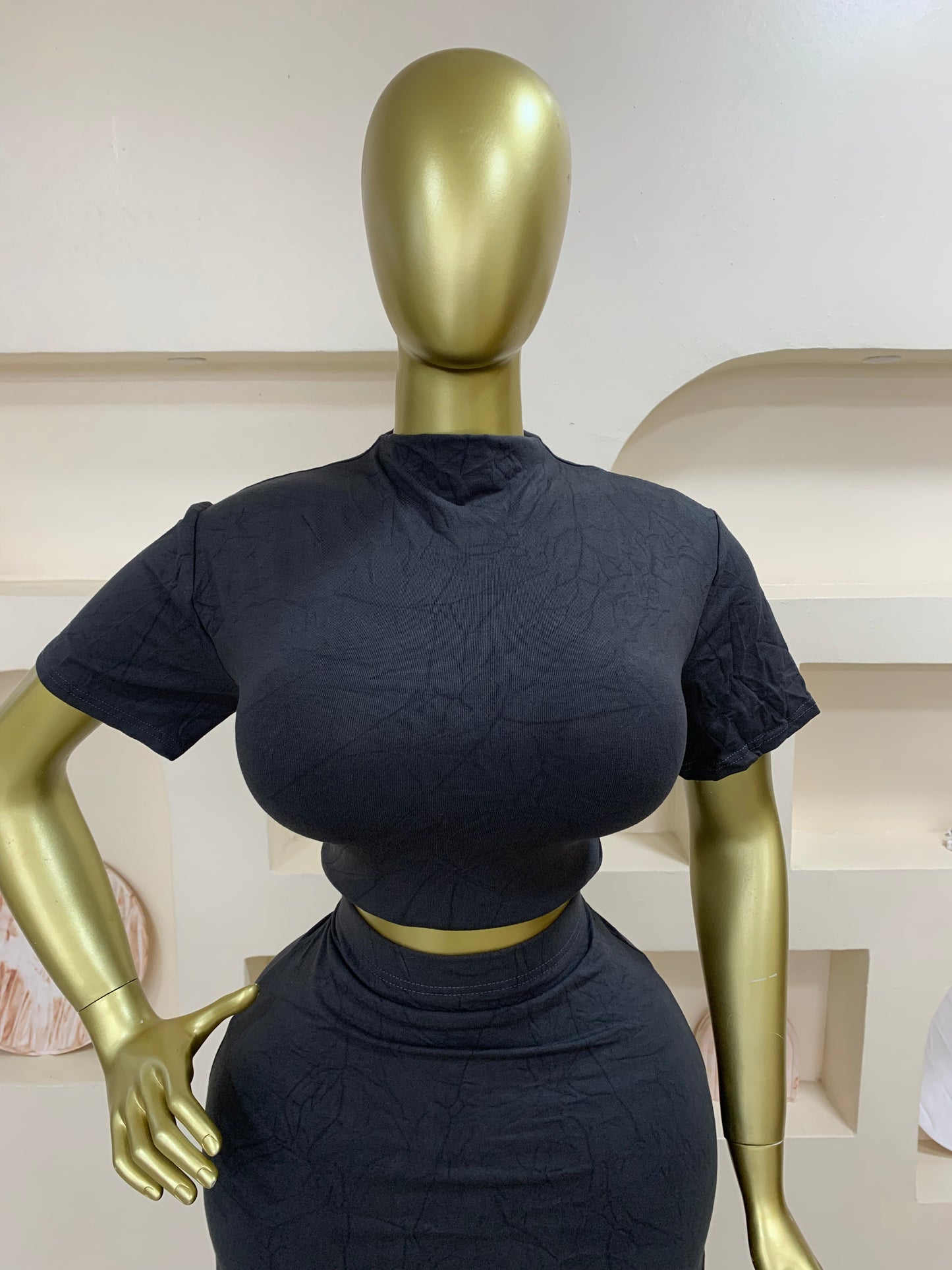 Plain Turtle Neck Two Piece JJ111