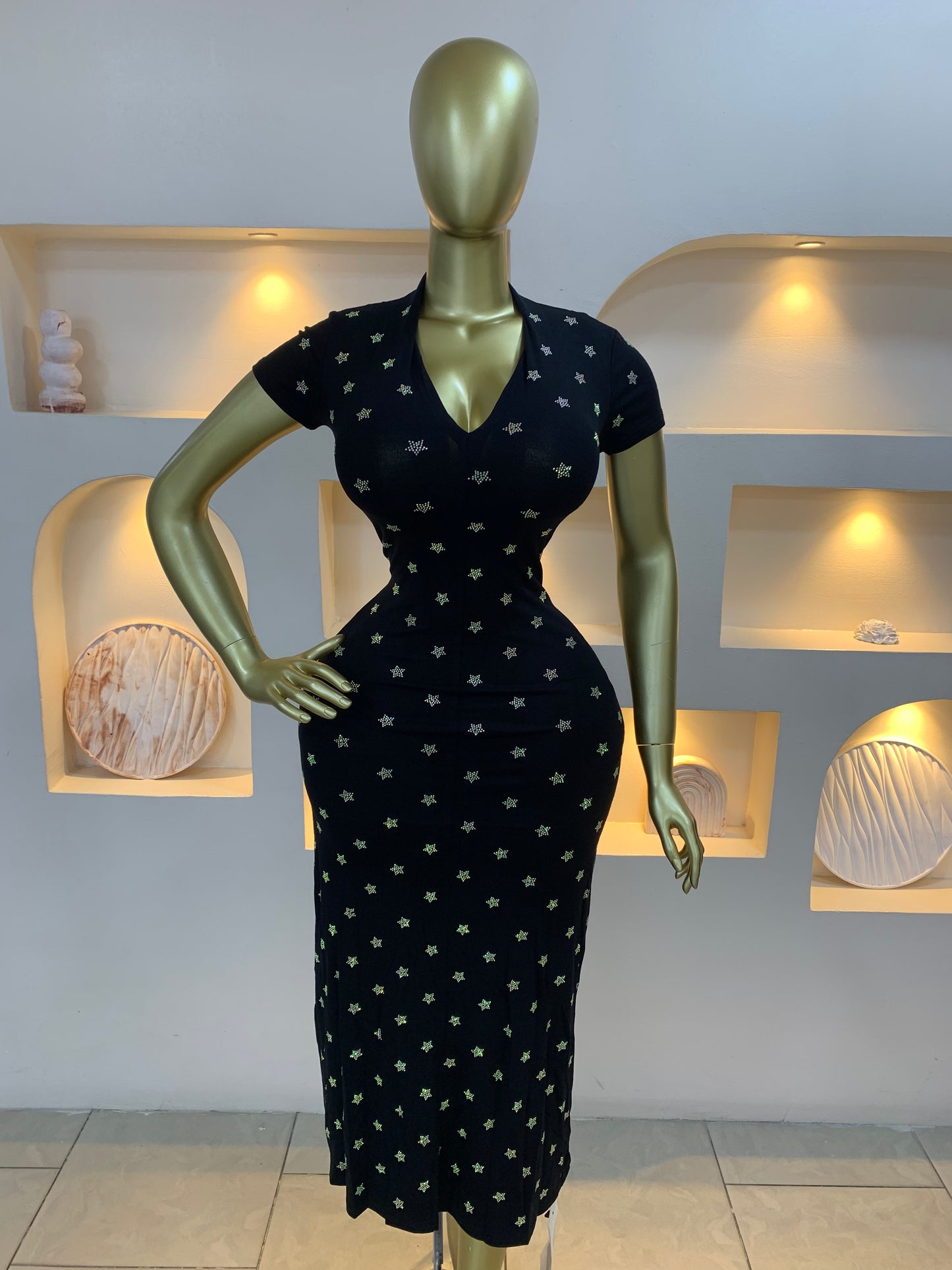 Star Stone Bodycon Dress MW9077