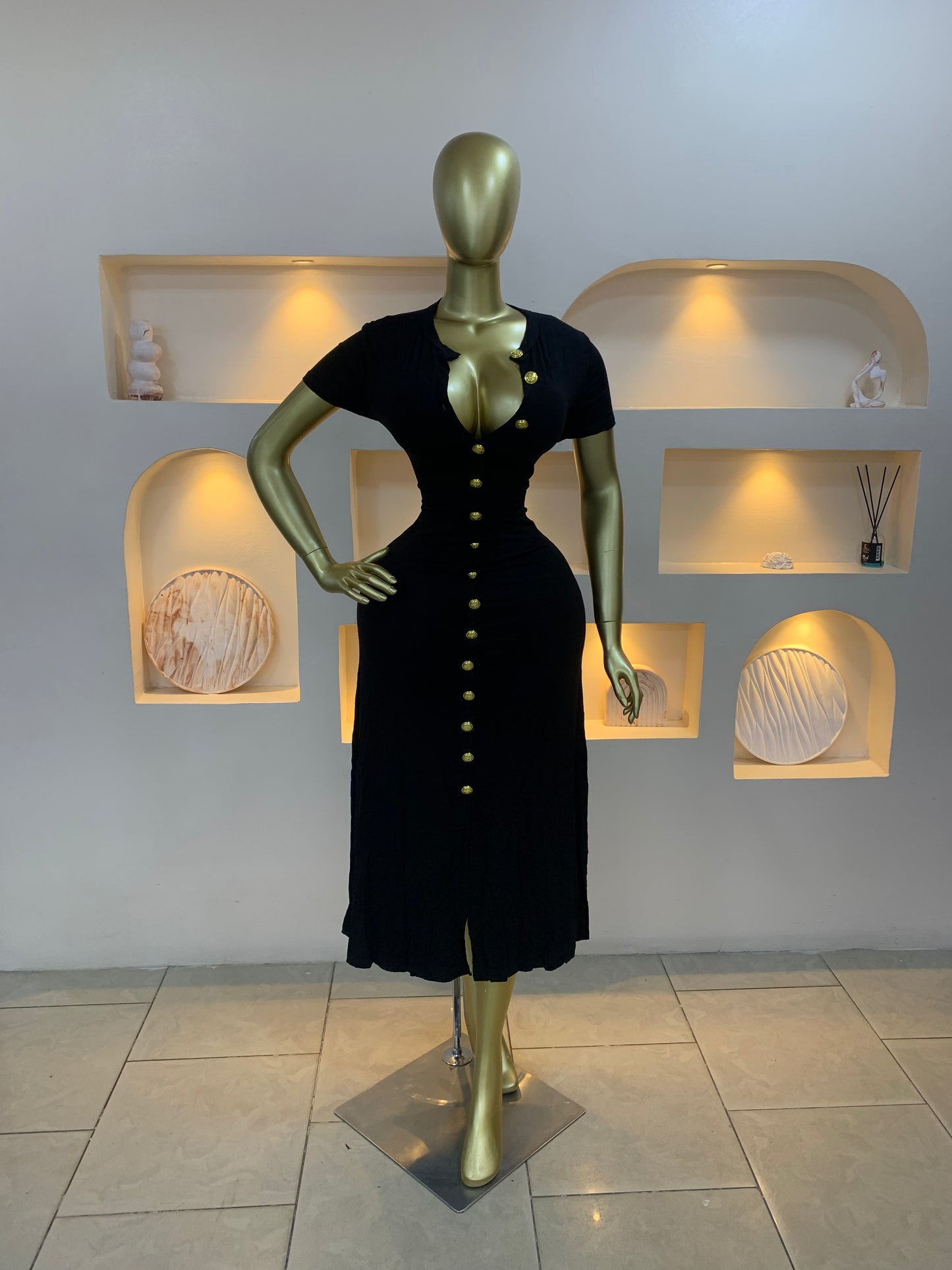 Gold Button dress MW127