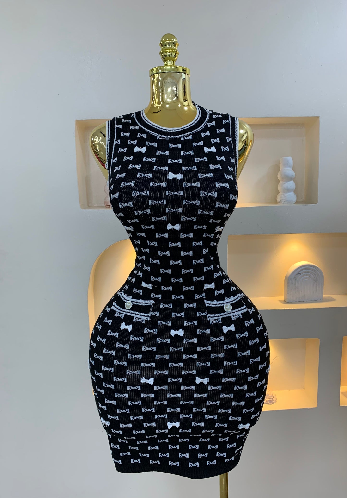 Bow Sleeveless Dress MW1004