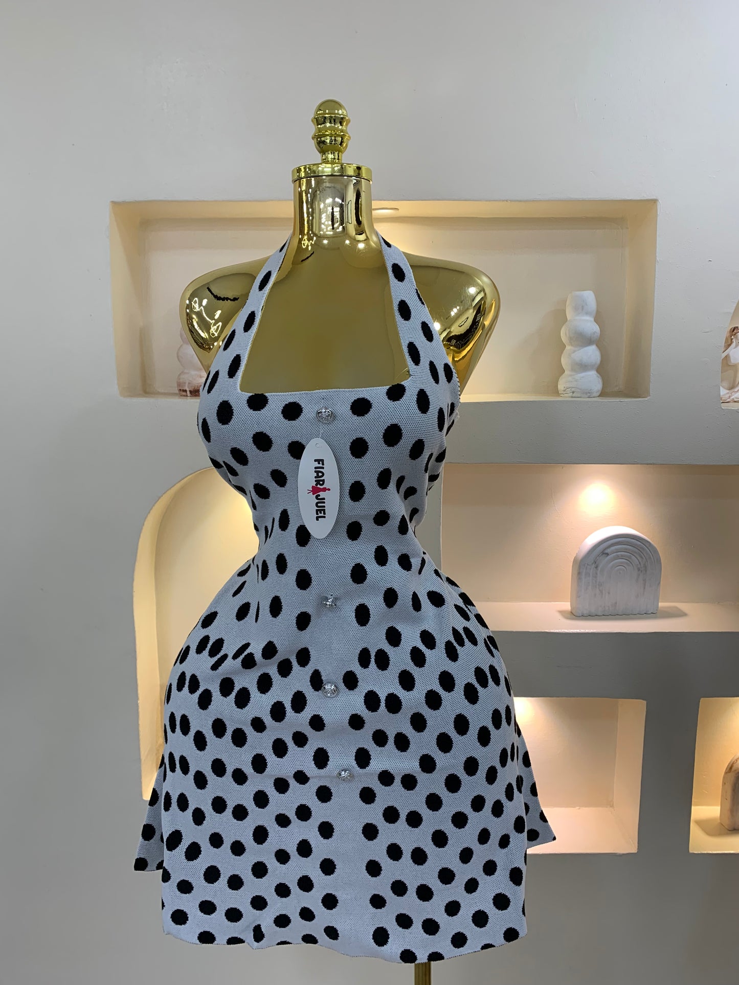 Halter Neck Polka Dot Dress M6109