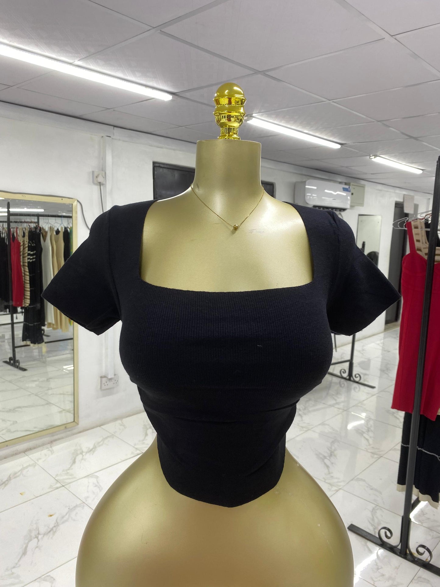 Square Neck Raunch Crop Top