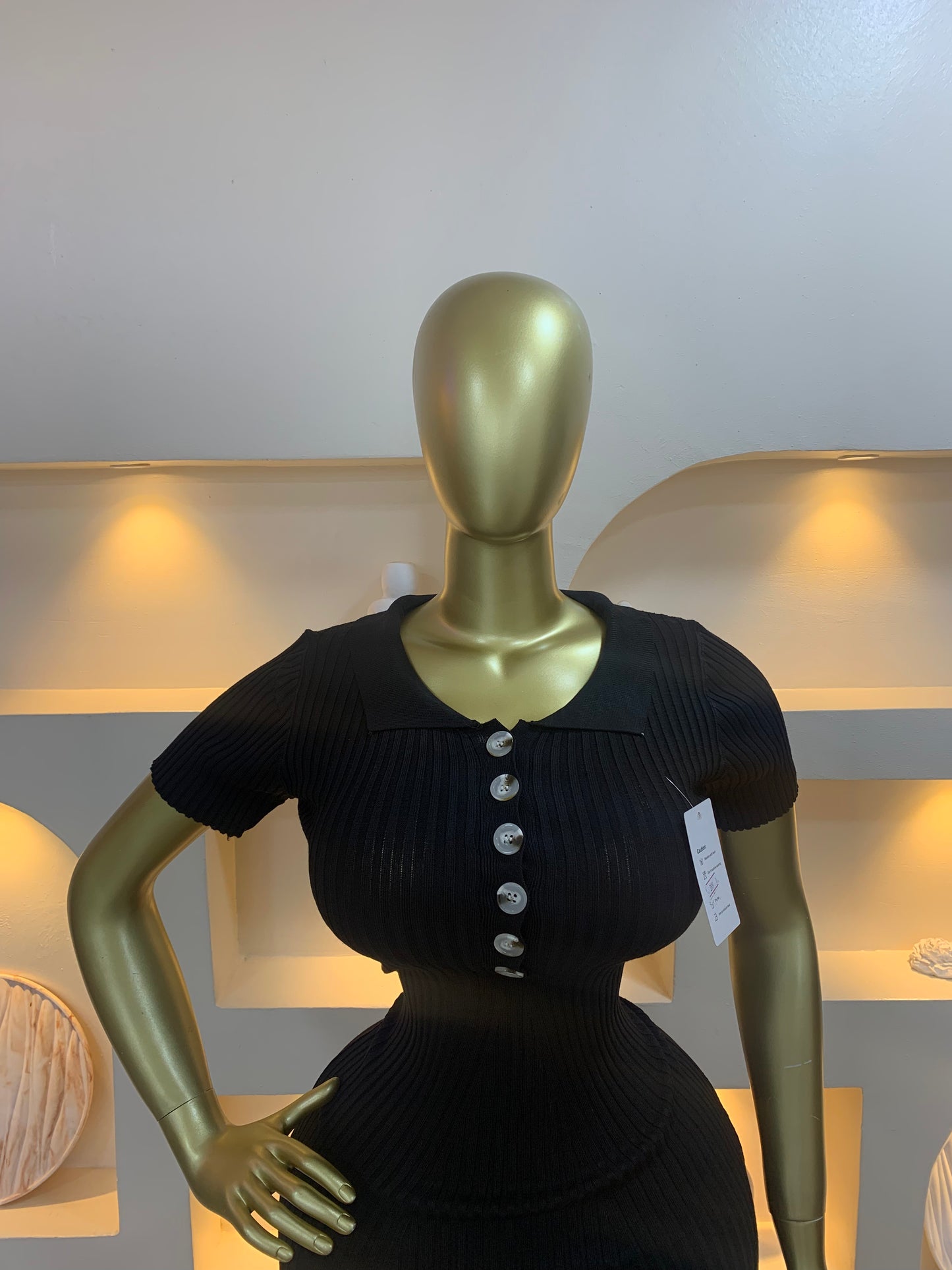 Plastic Button Collar Dress single 100