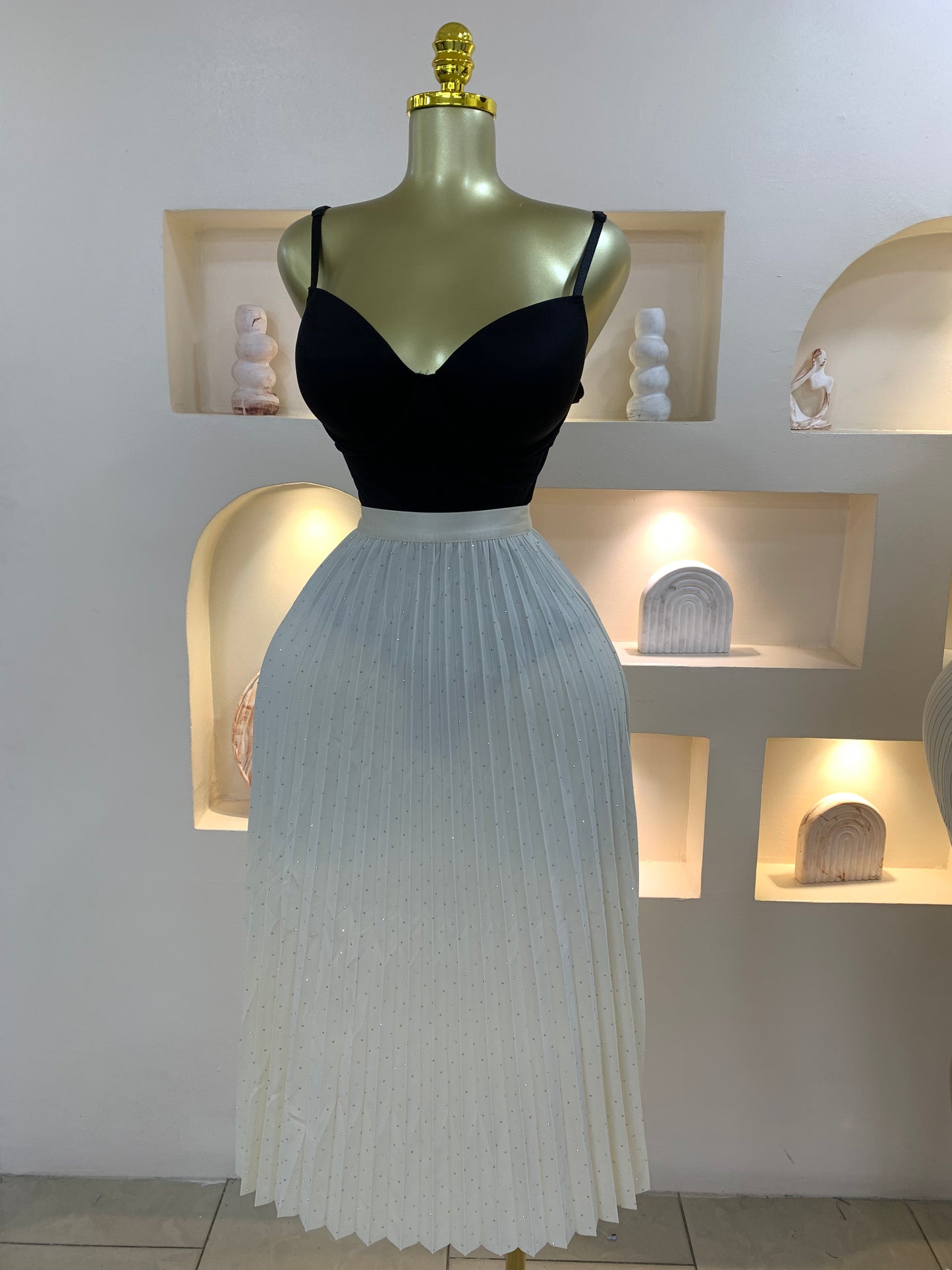 Pleated Stone Skirt ST101