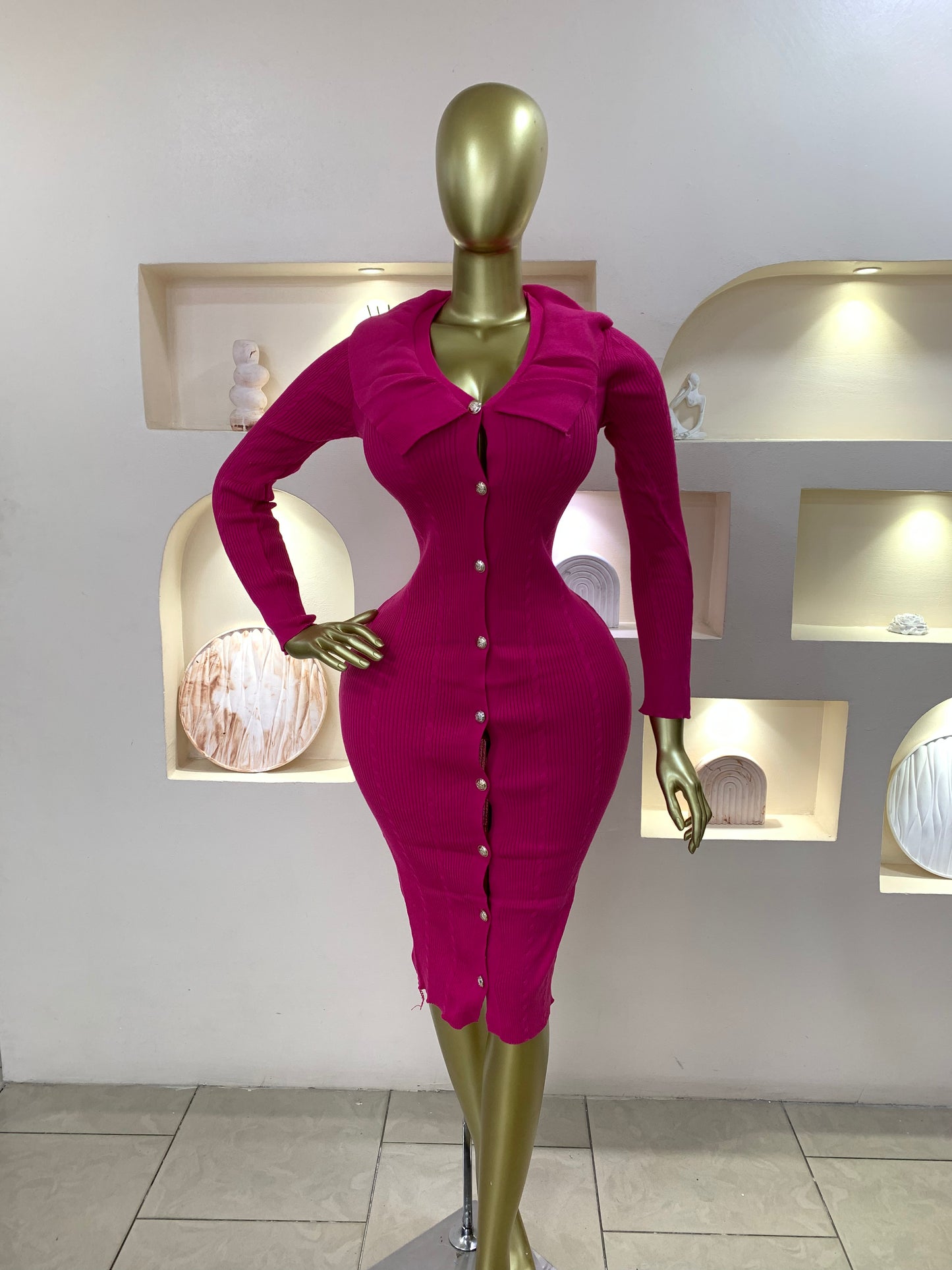 Collar Longsleeve Dress BK102