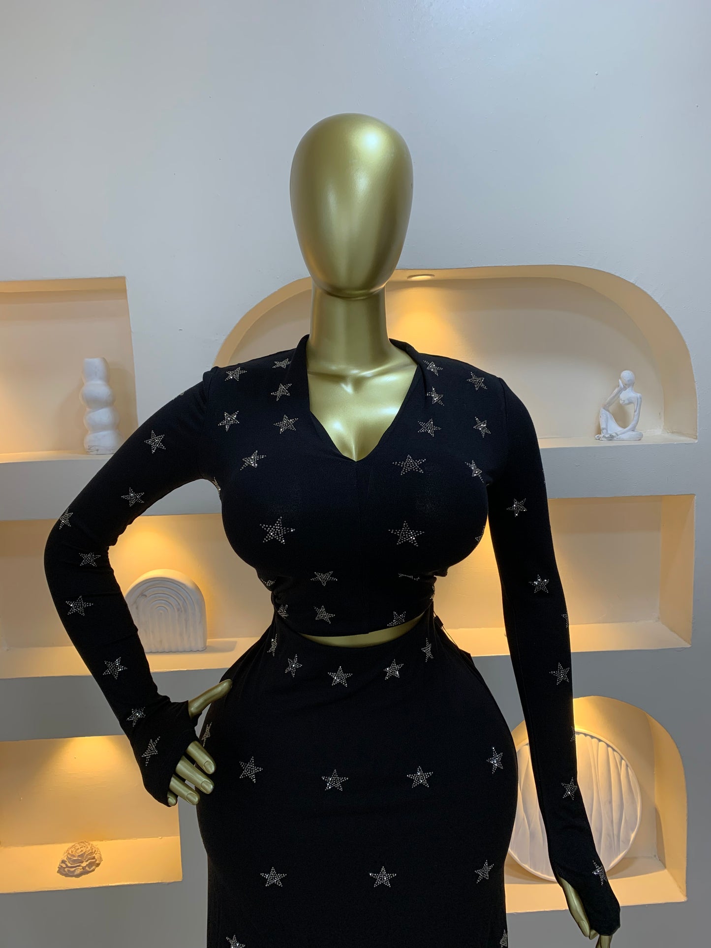 Star Stone Bodycon Two Piece Set MW2198
