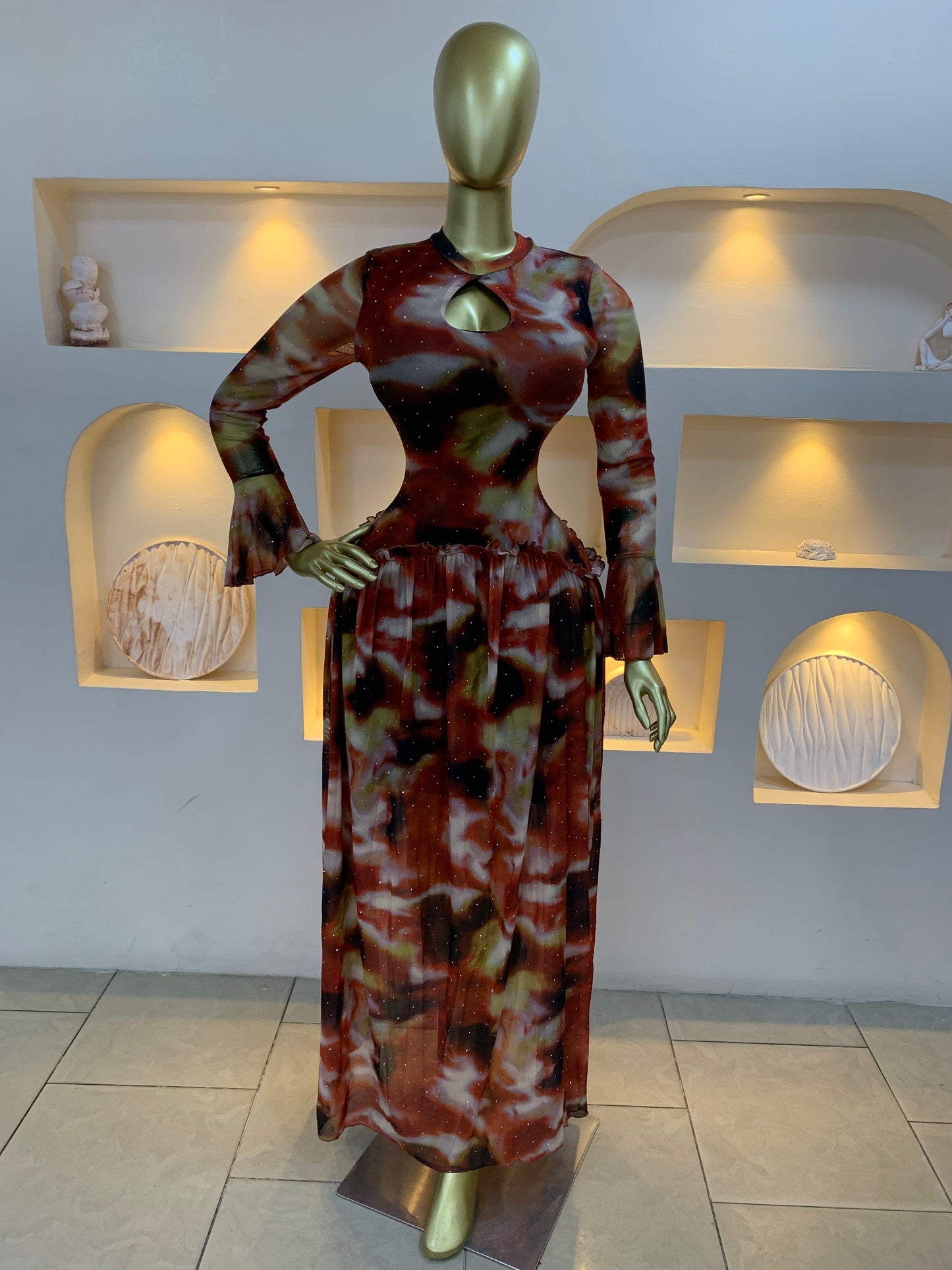 Stone mesh dress MW901