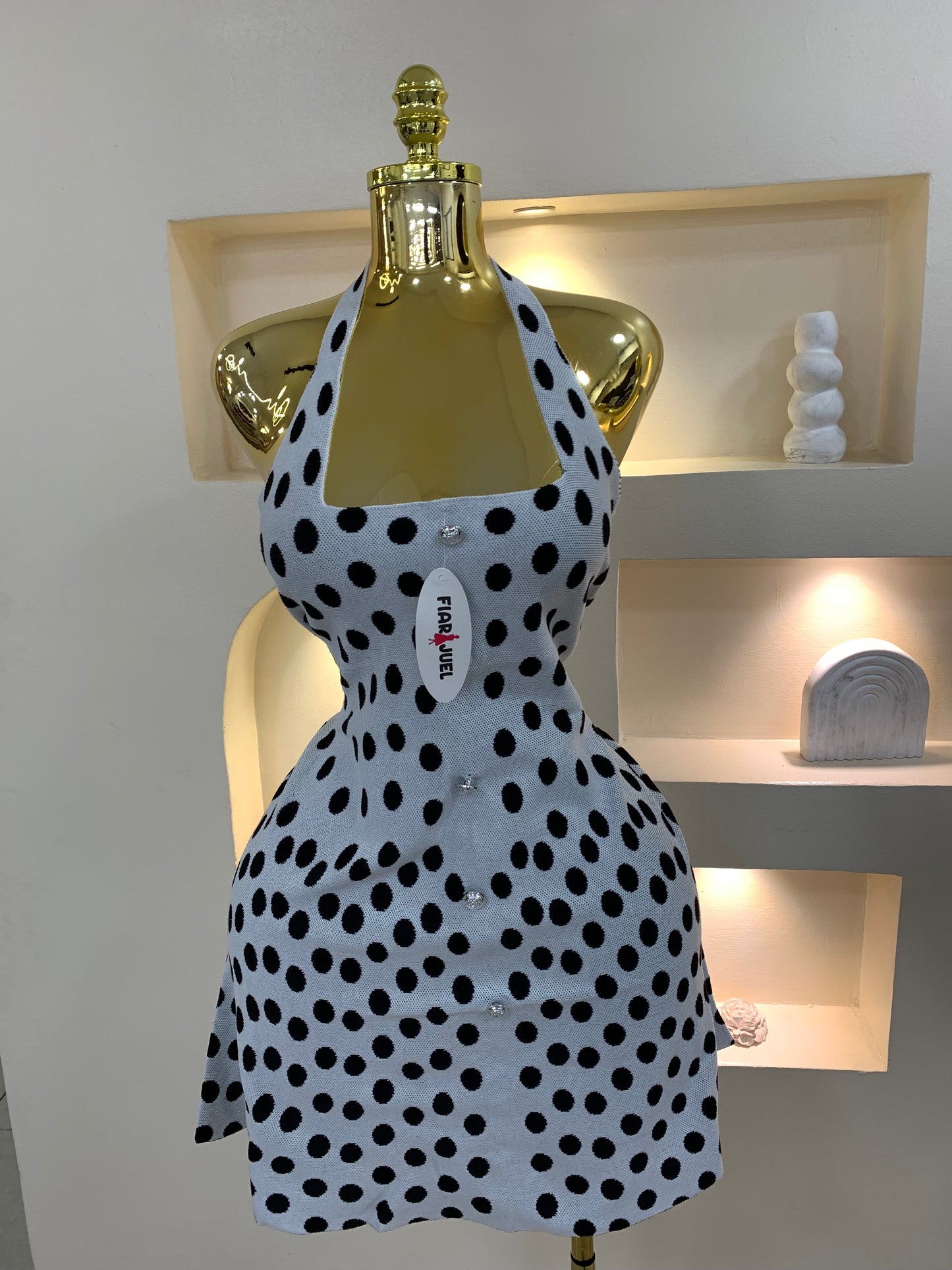 Halter Neck Polka Dot Dress M6109