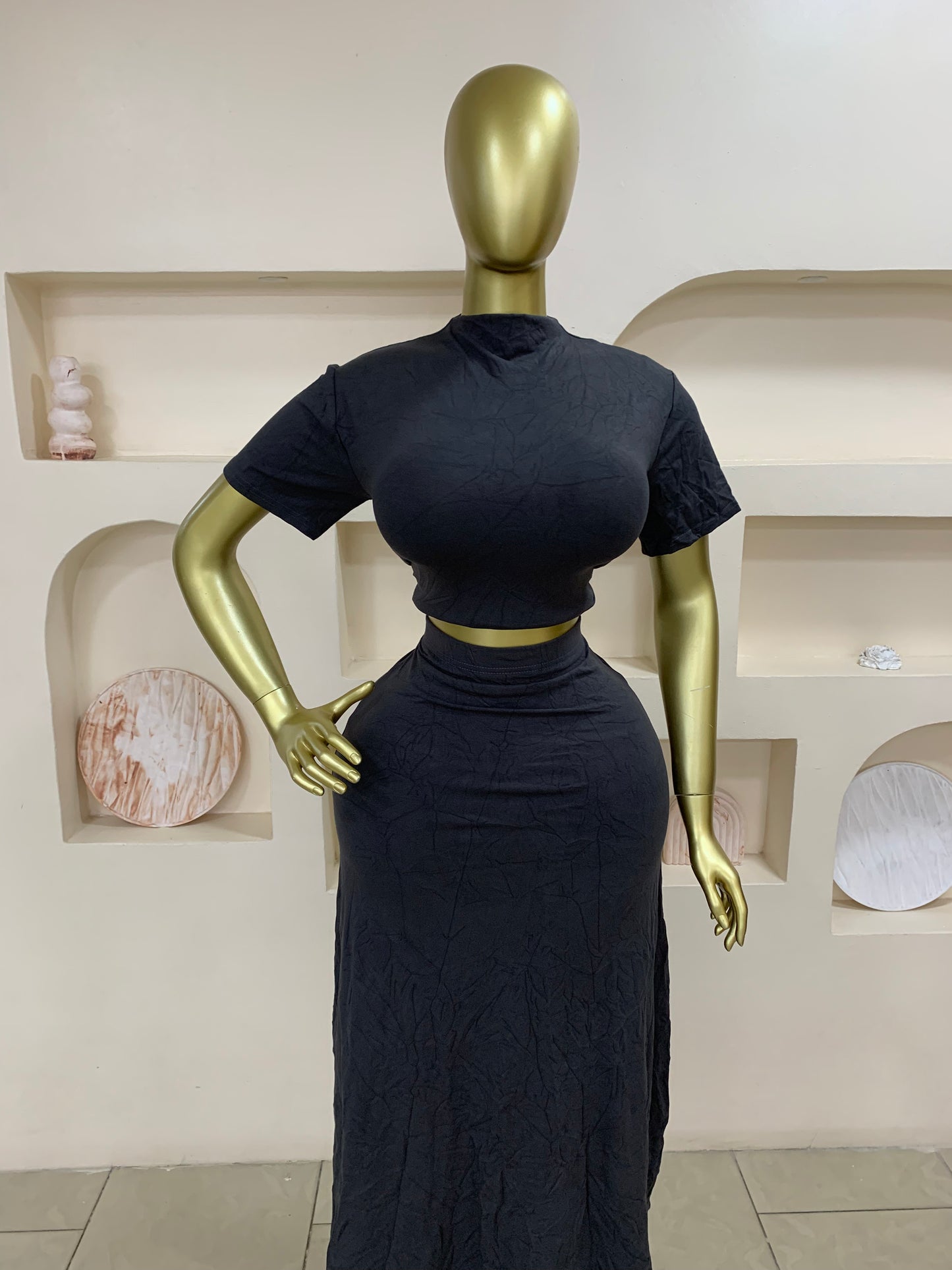 Plain Turtle Neck Two Piece JJ111