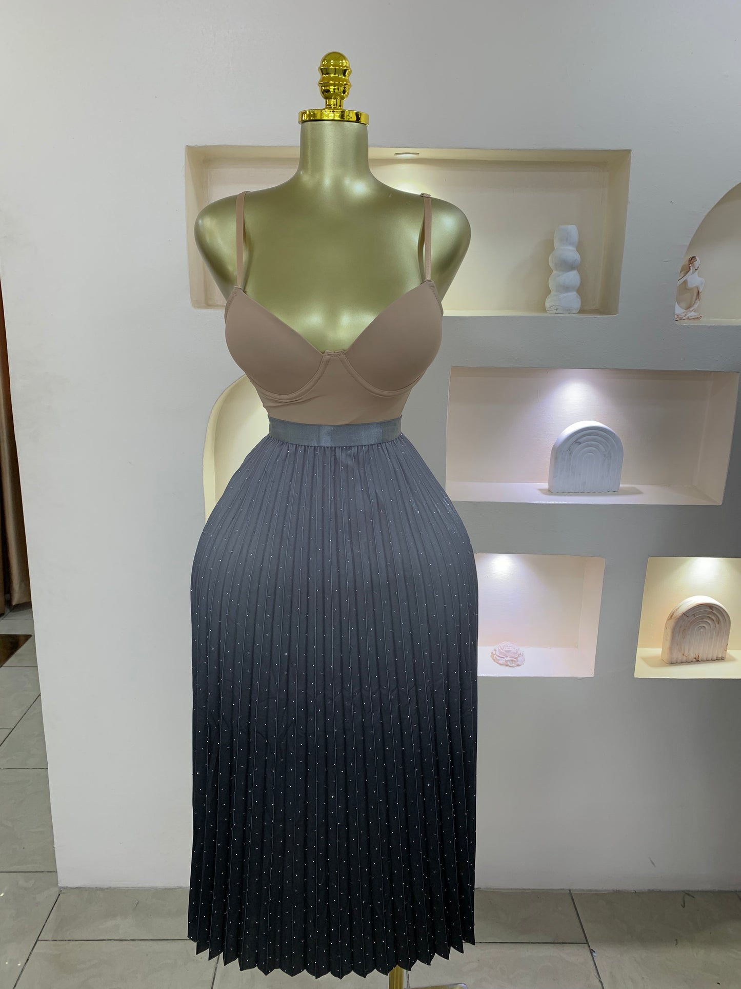 Ombre Pleated Stone Skirt SS112