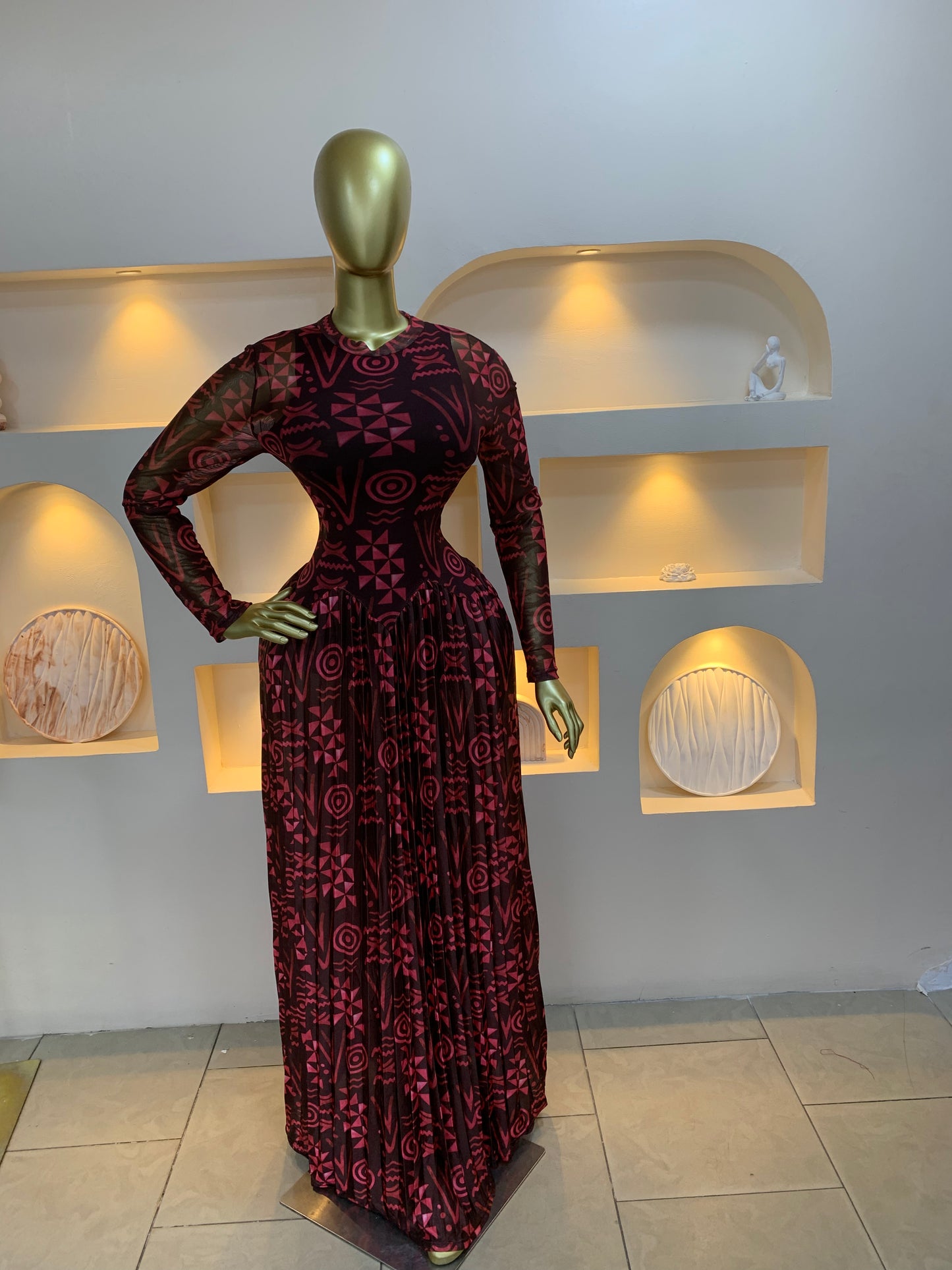 bottom pleated dress Bise Bottom Satin Pleated Dress