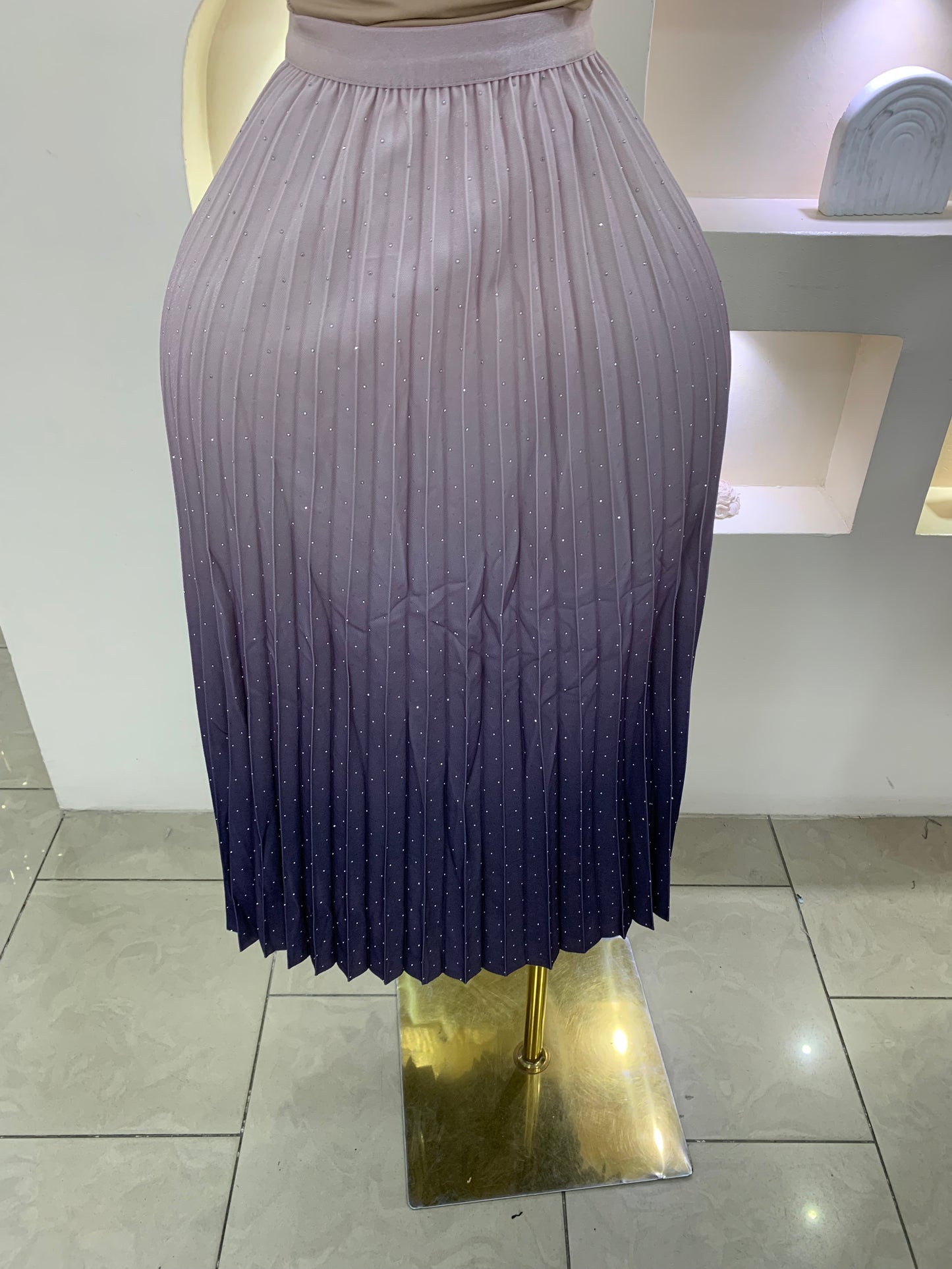 Ombre Pleated Stone Skirt SS112