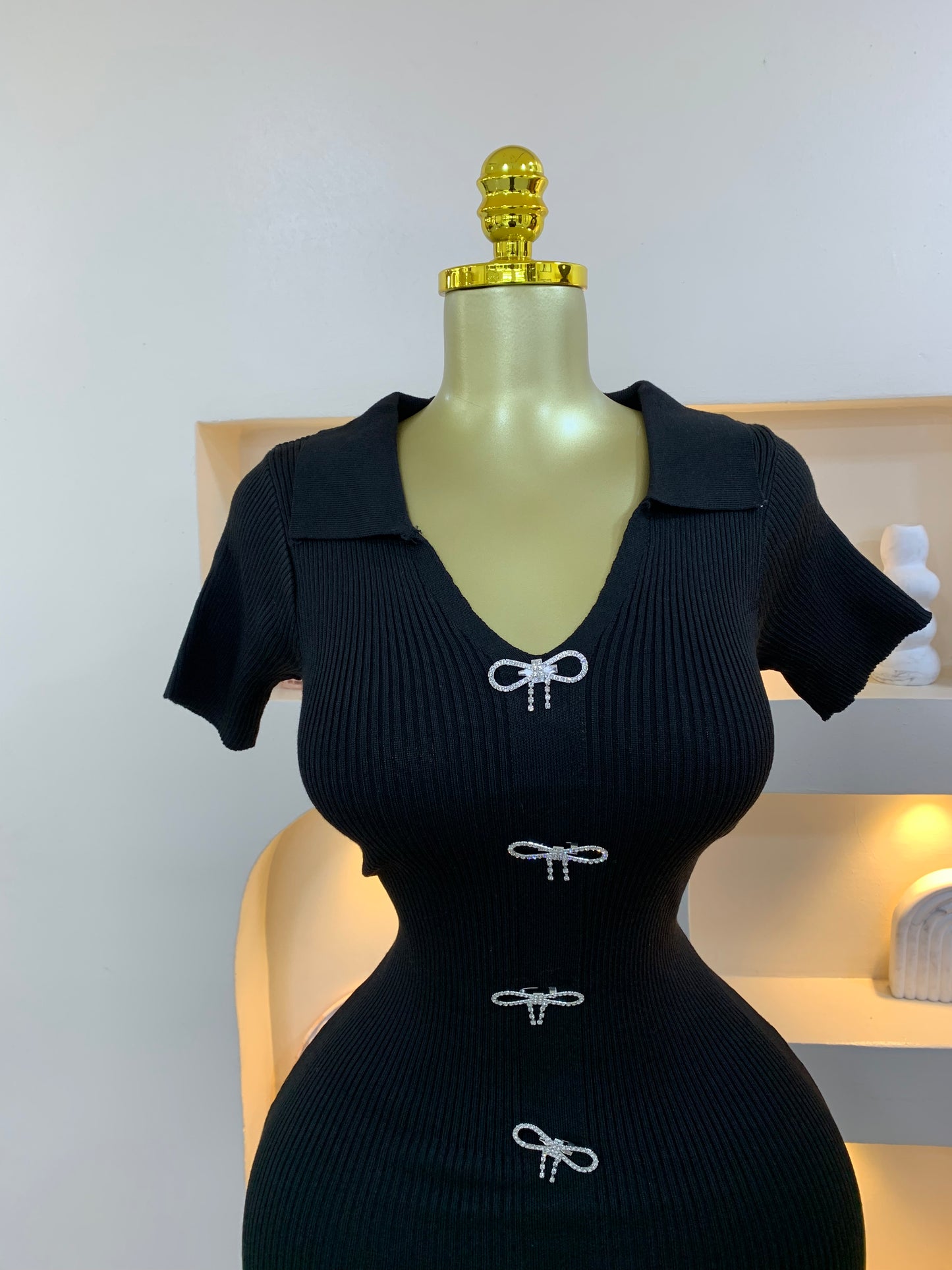 Silver Bow Brooch Dress ZT601