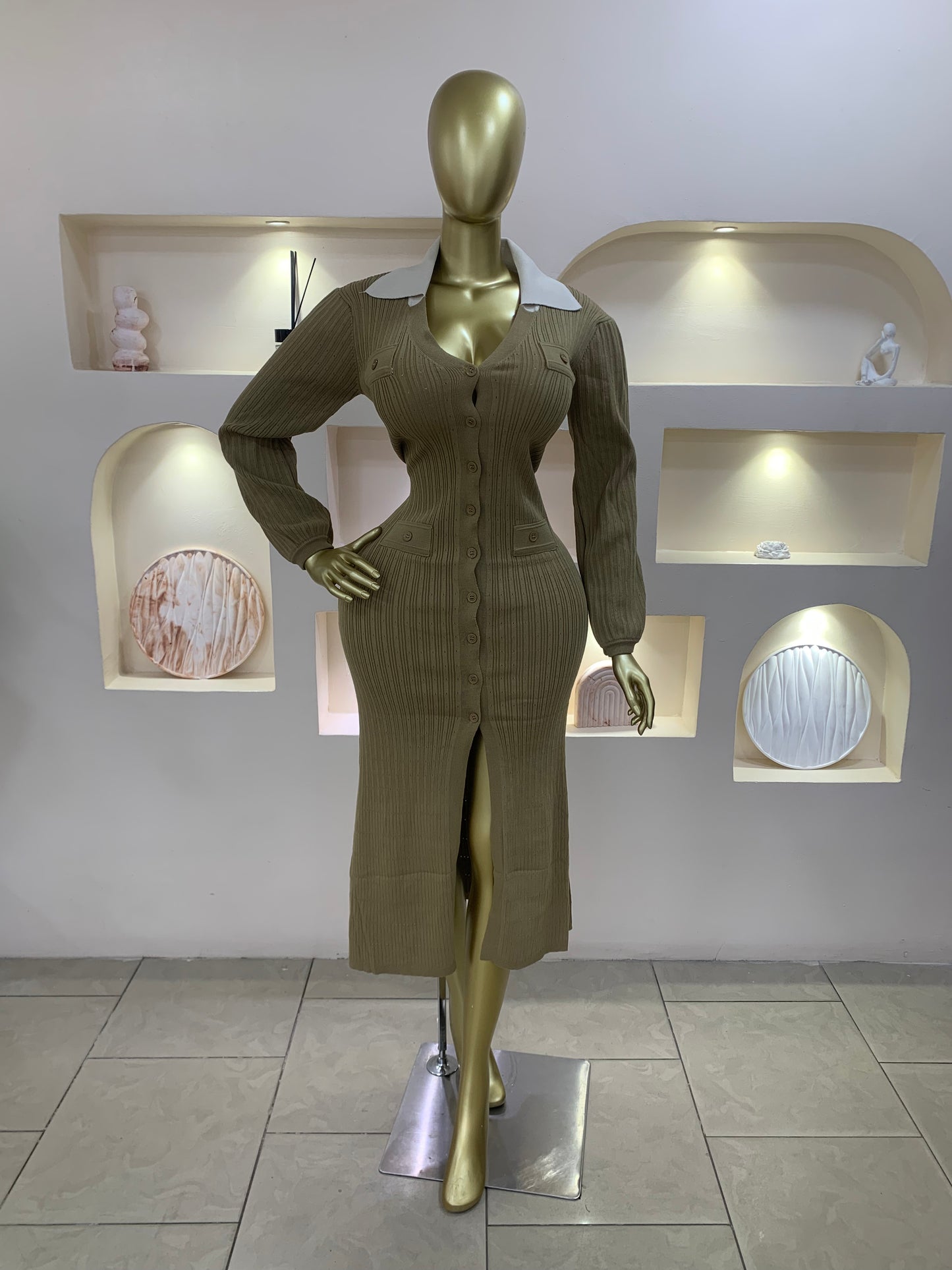 Hole collar dress TMF013