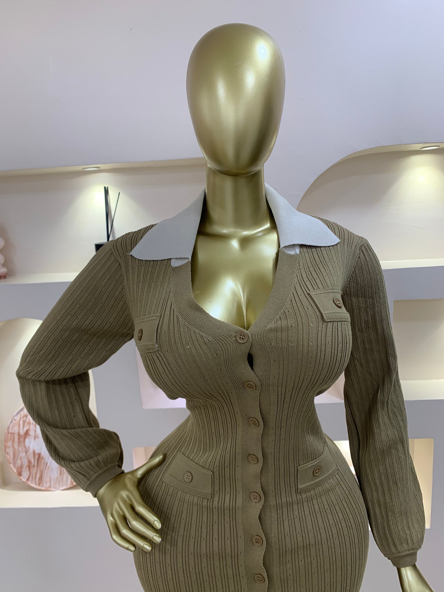 Hole collar dress TMF013