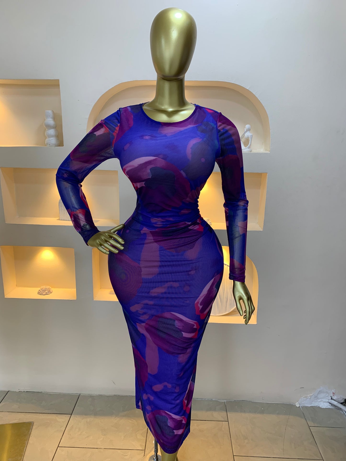 Slit Mesh Dress MRT234