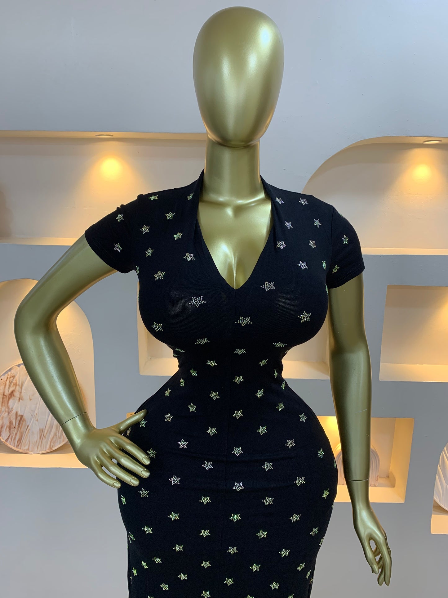 Star Stone Bodycon Dress MW9077