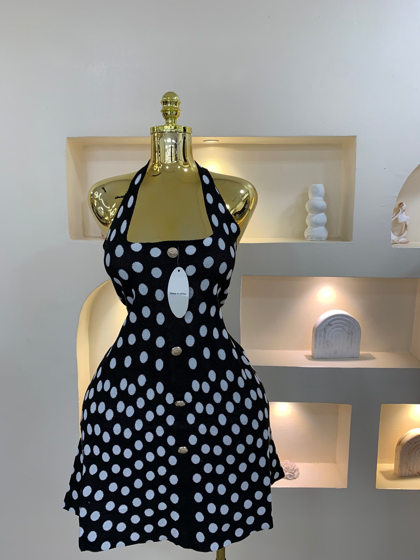 Halter Neck Polka Dot Dress M6109