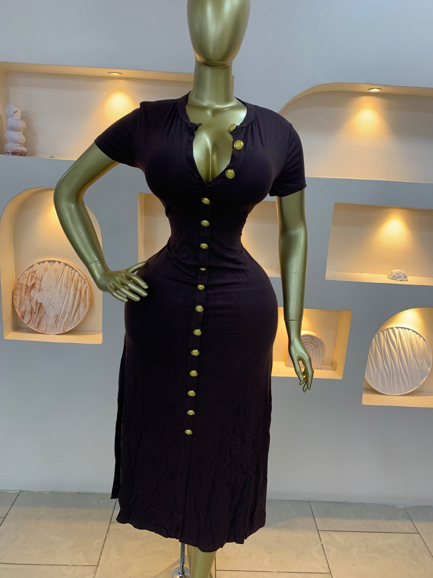 Gold Button dress MW127