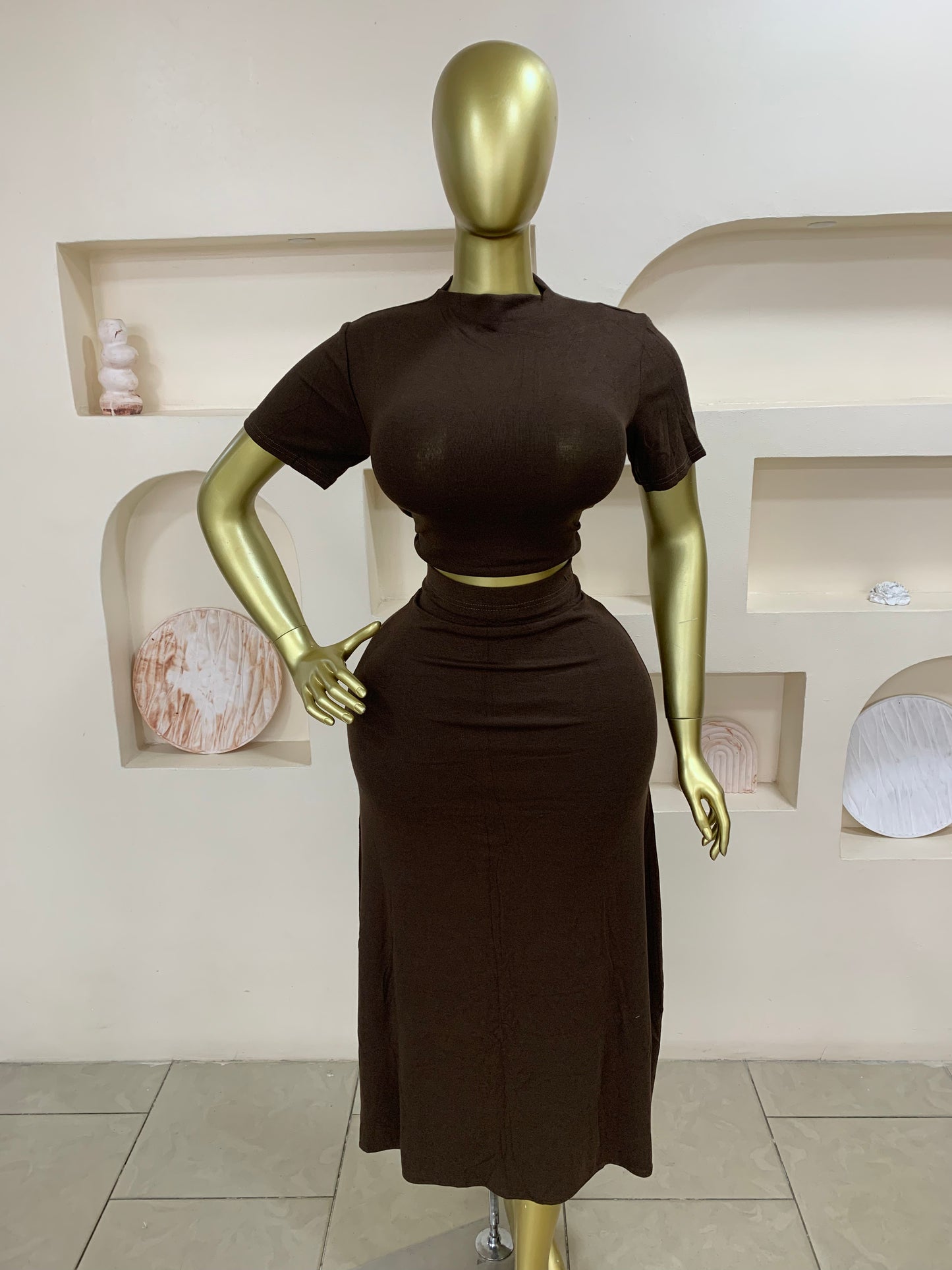 Plain Turtle Neck Two Piece JJ111
