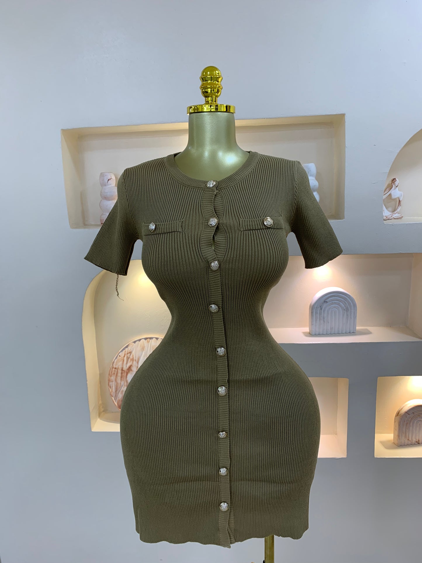 Zaras Gold Button Dress ZT 402