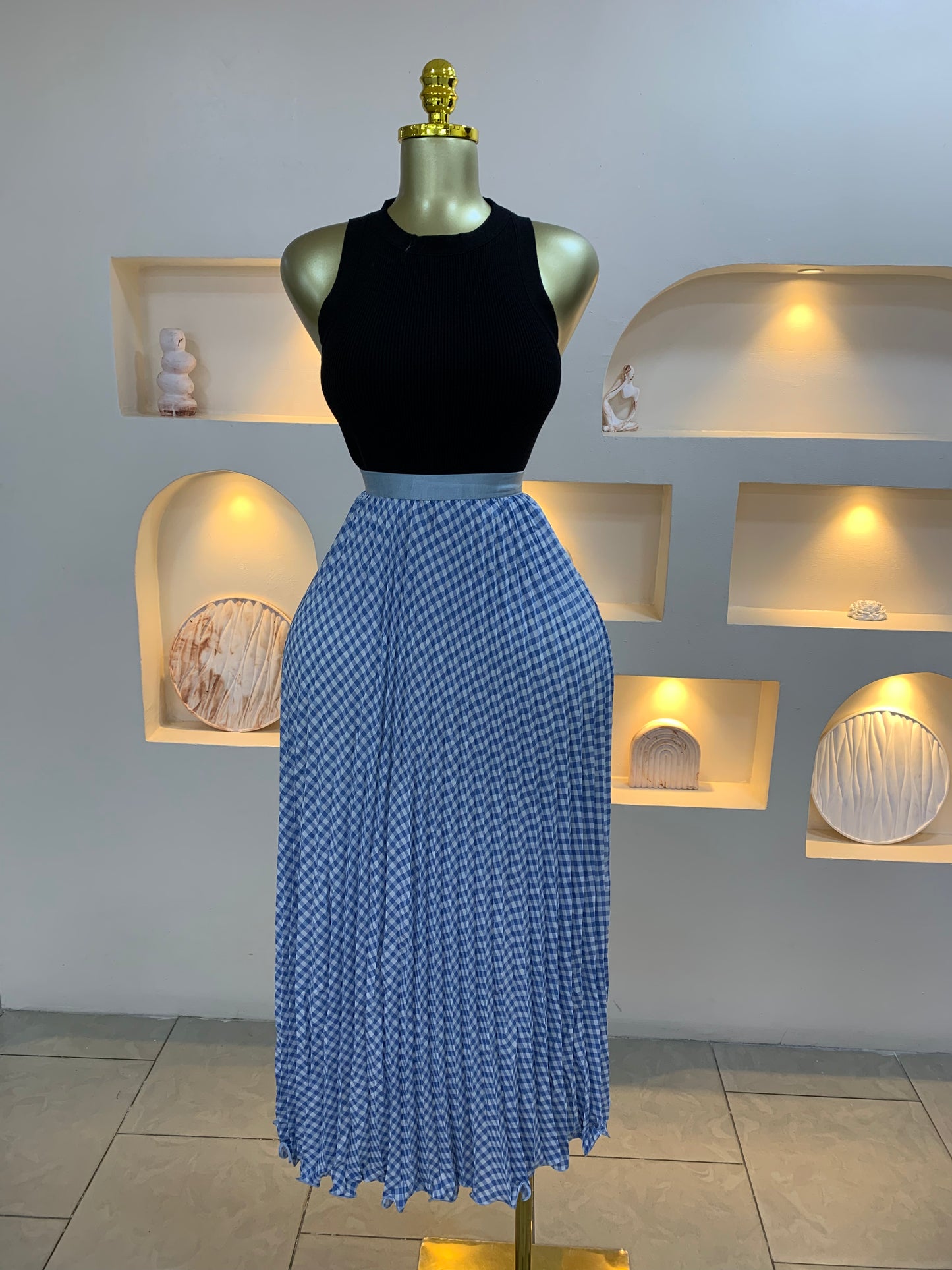 Checkers Pleated Skirt 3020 Tmf031