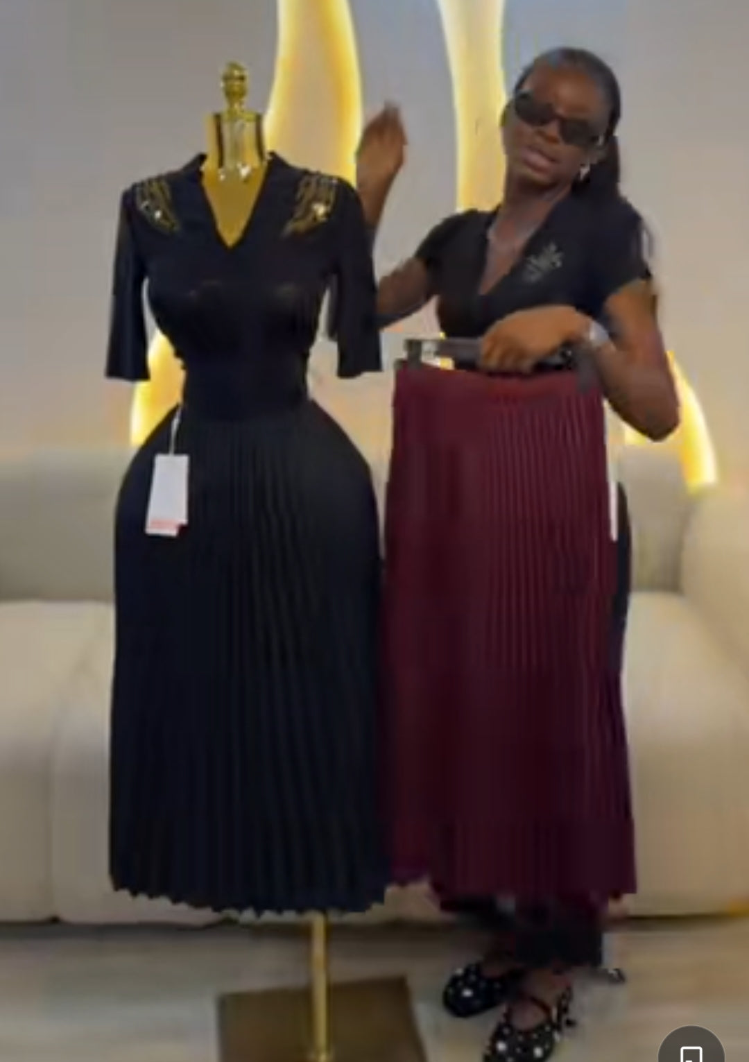 Pleated Stone Skirt ST101