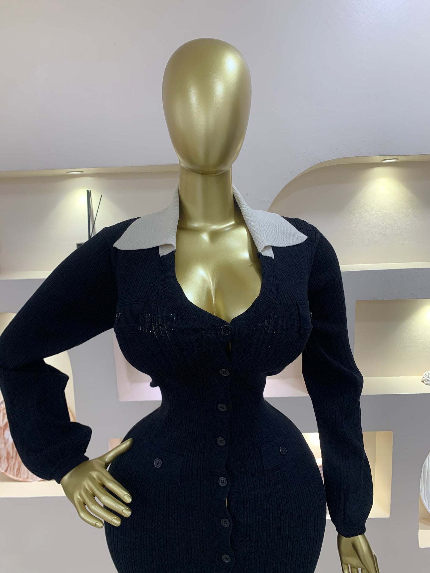 Hole collar dress TMF013