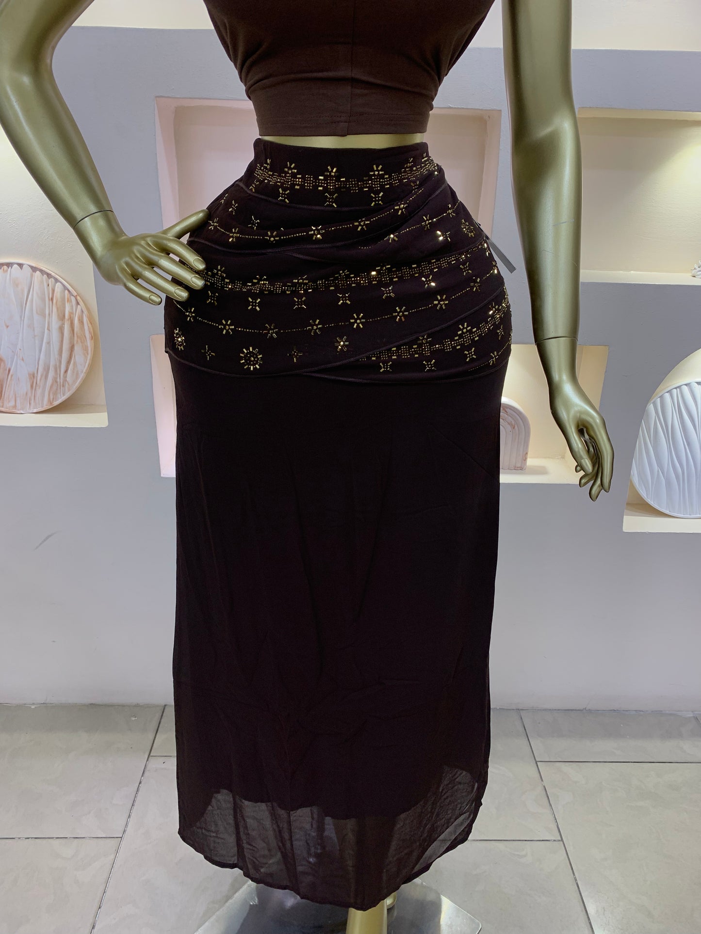 Stone Chiffon Skirt Two Piece MW120