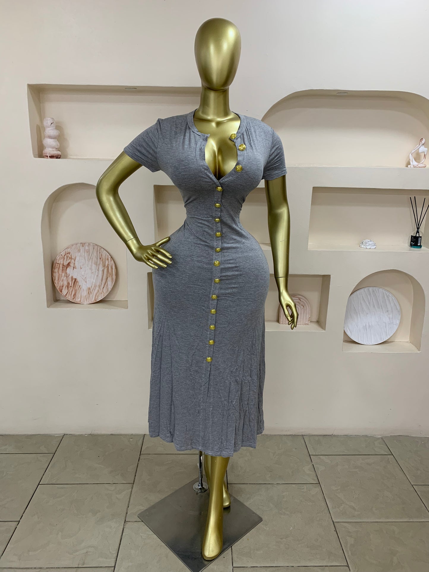 Gold Button dress MW127