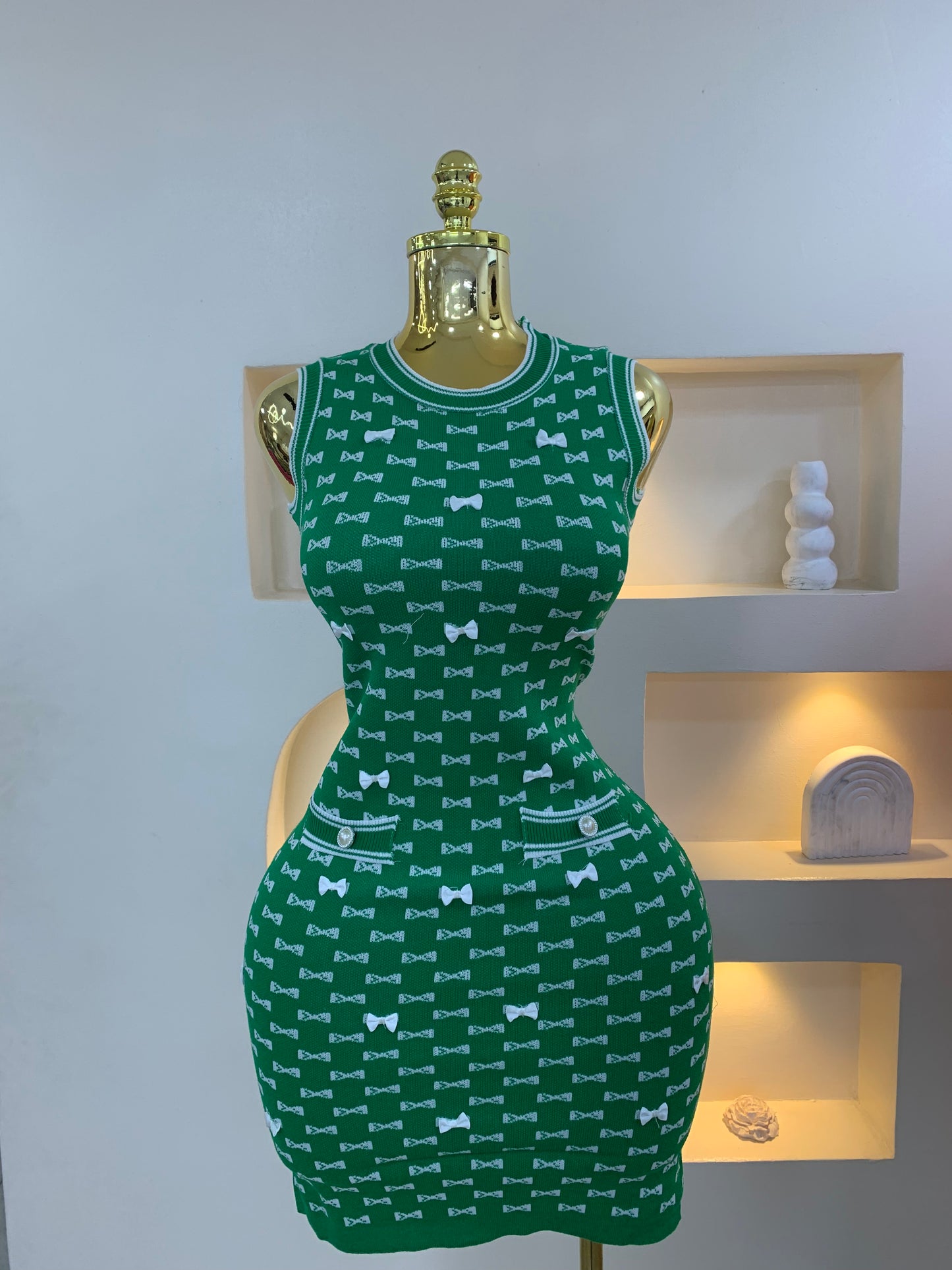 Bow Sleeveless Dress MW1004