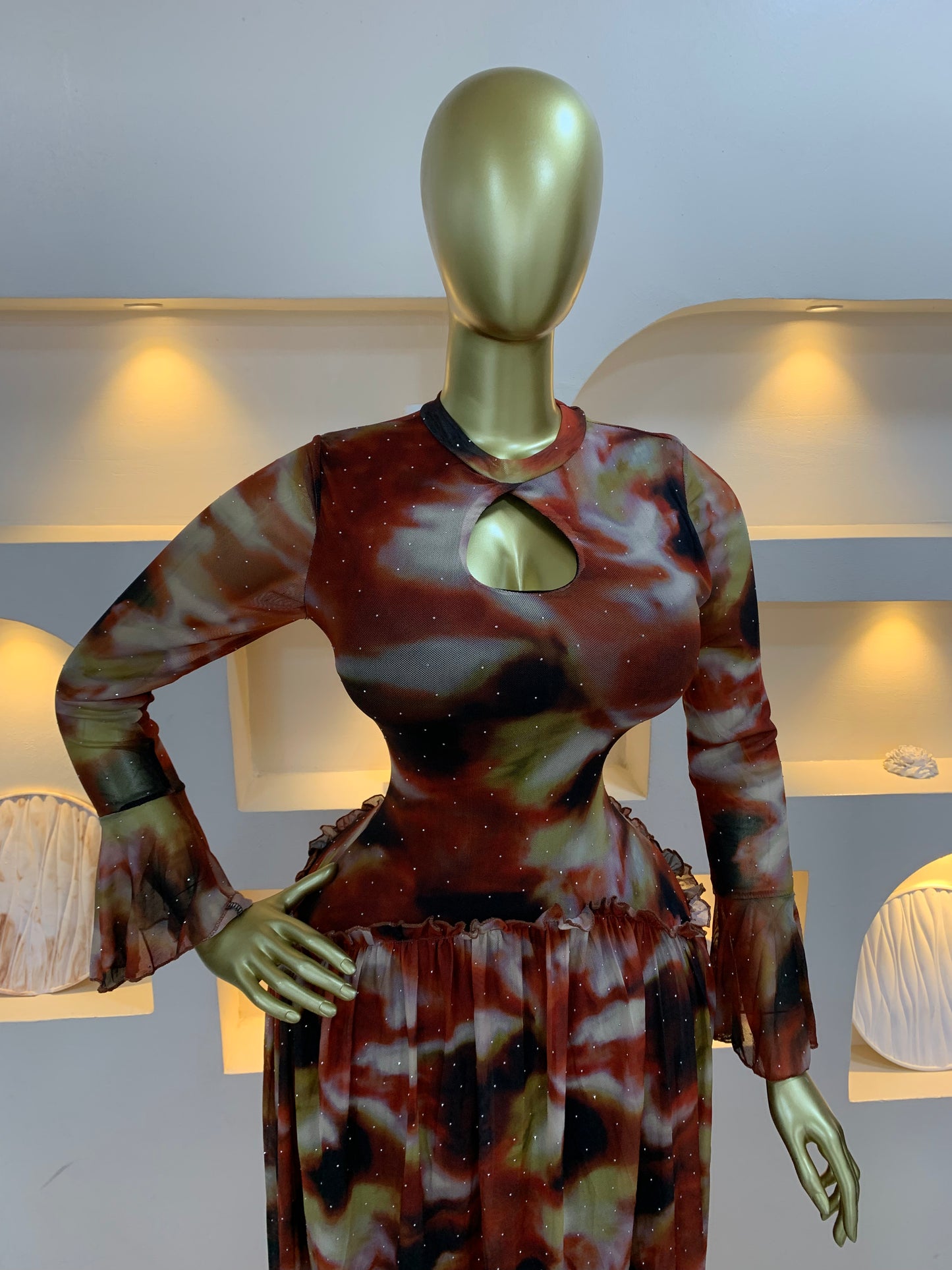 Stone mesh dress MW901