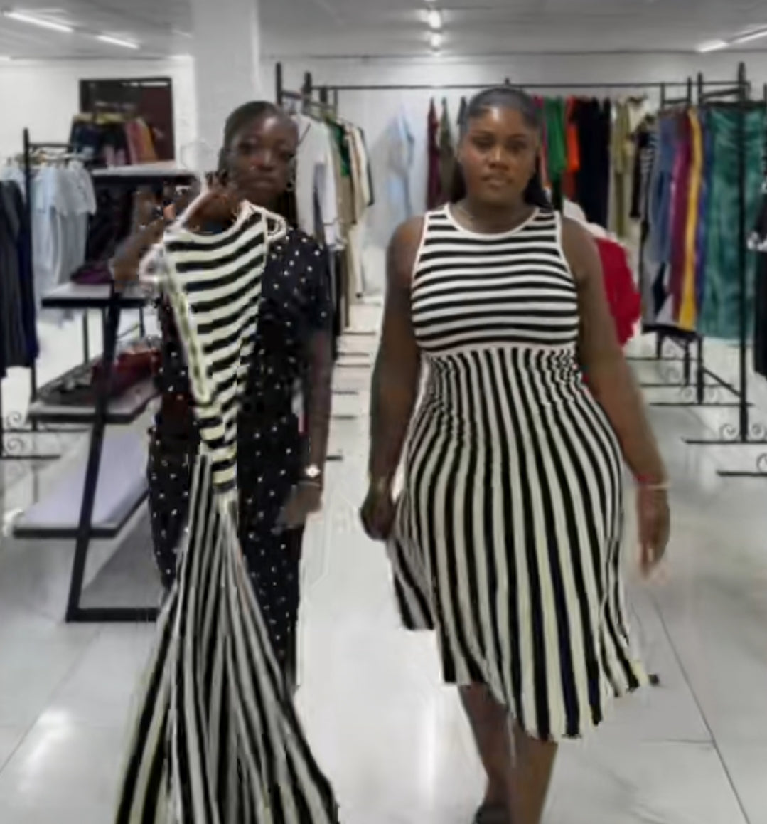Knitted Stripe Sleeveless Dress MW190