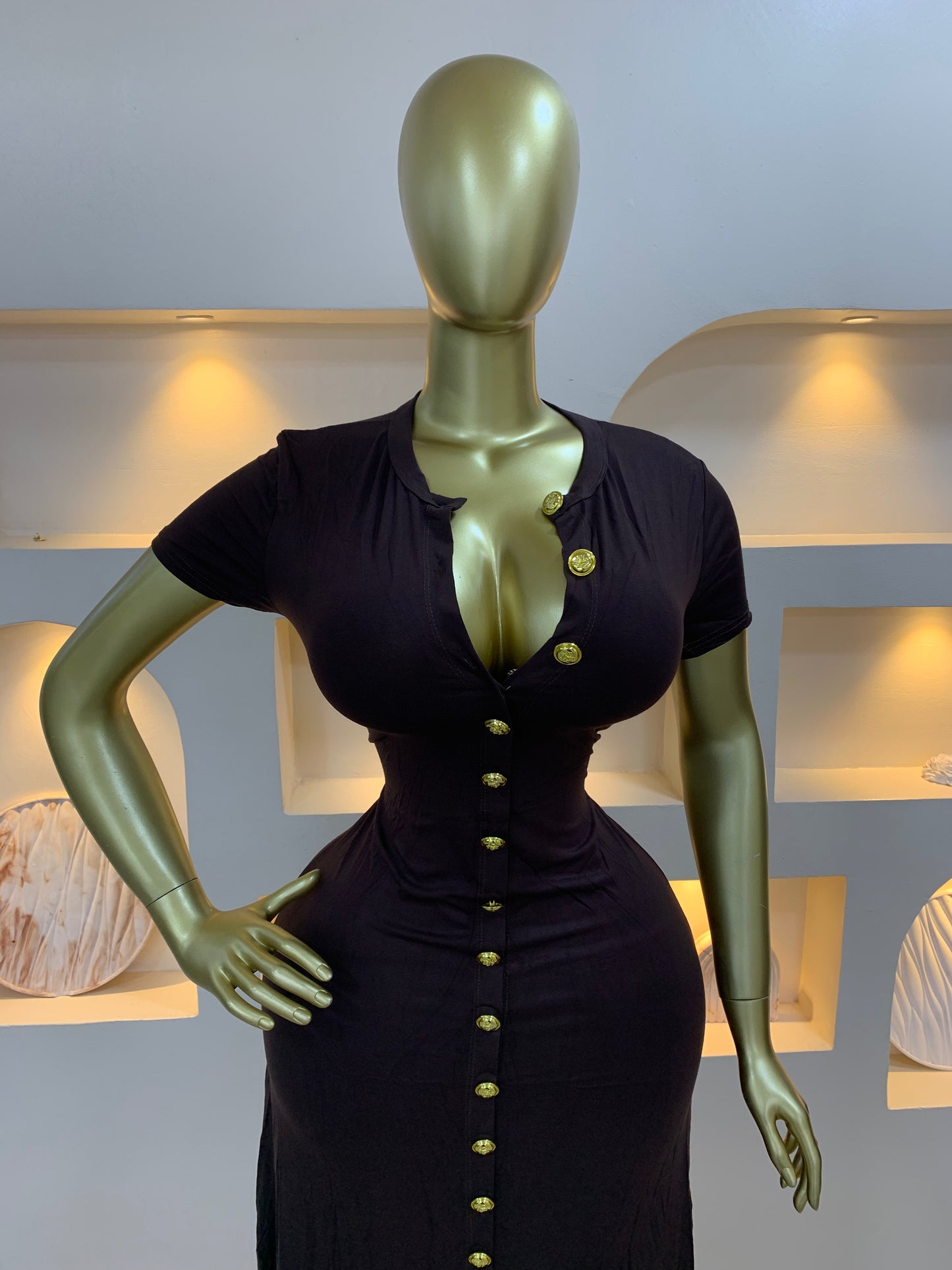 Gold Button dress MW127