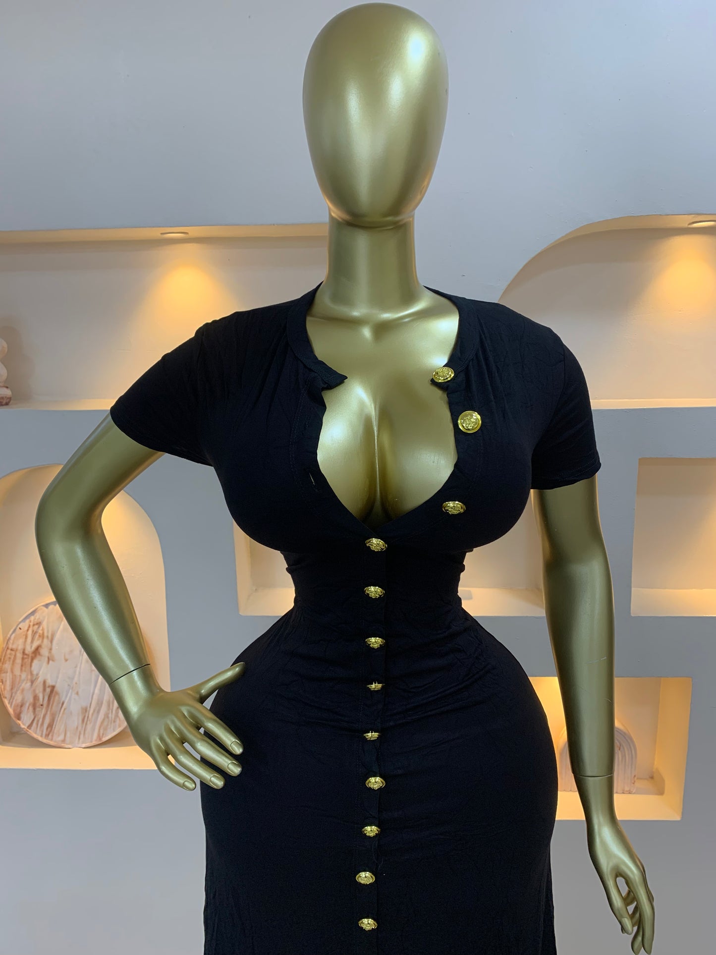 Gold Button dress MW127