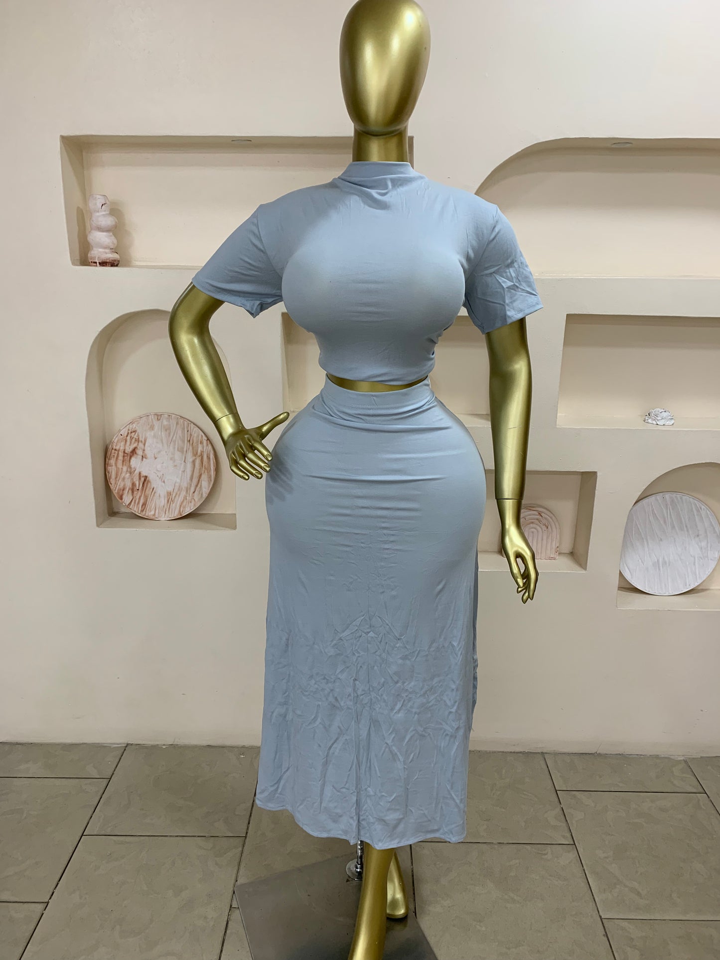 Plain Turtle Neck Two Piece JJ111