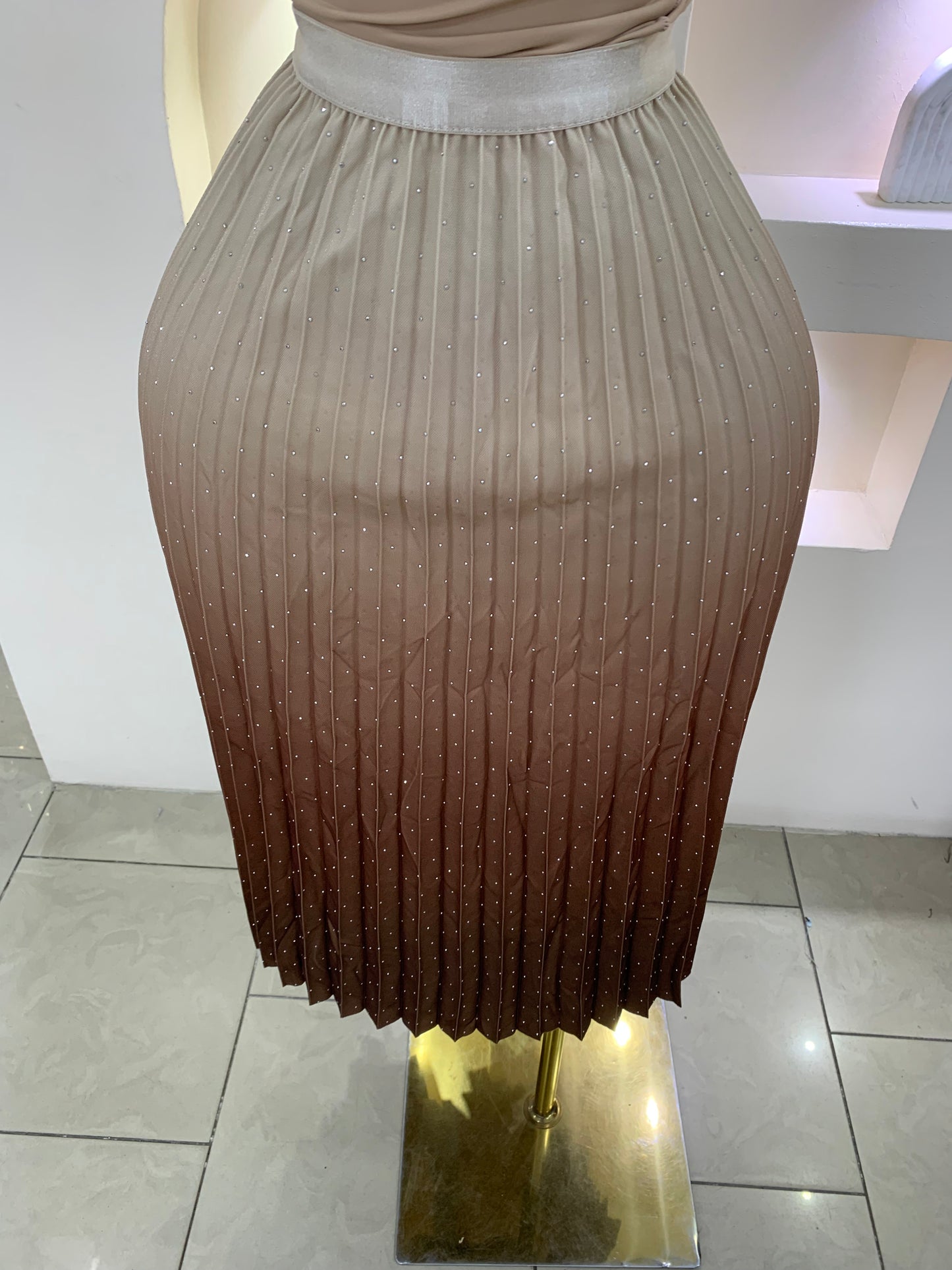 Ombre Pleated Stone Skirt SS112