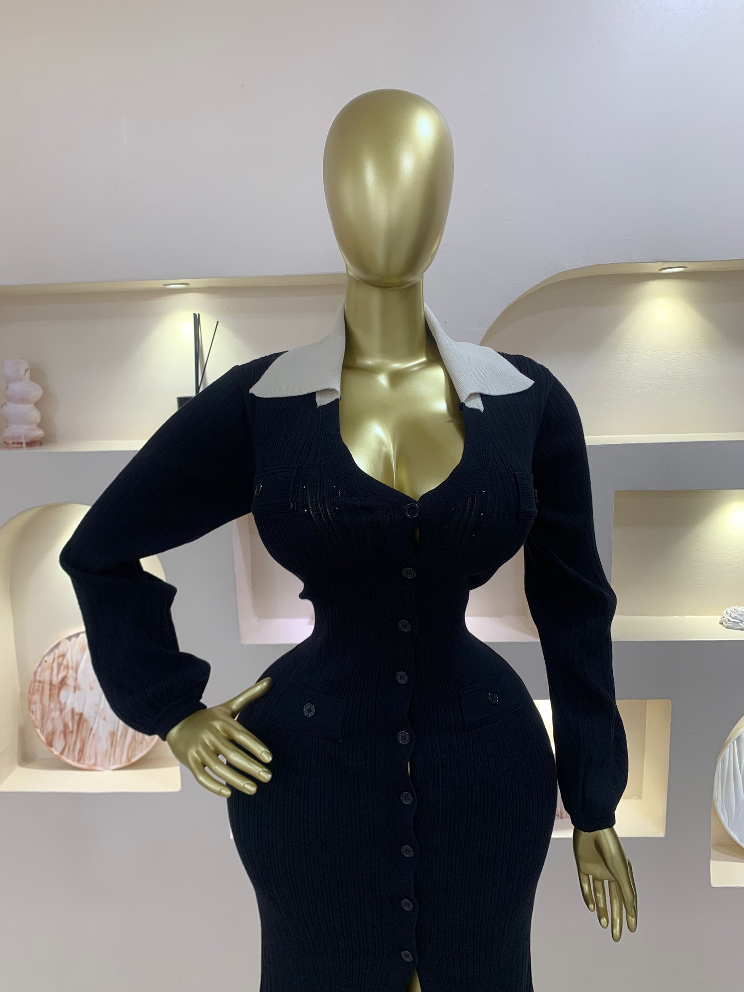 Hole collar dress TMF013