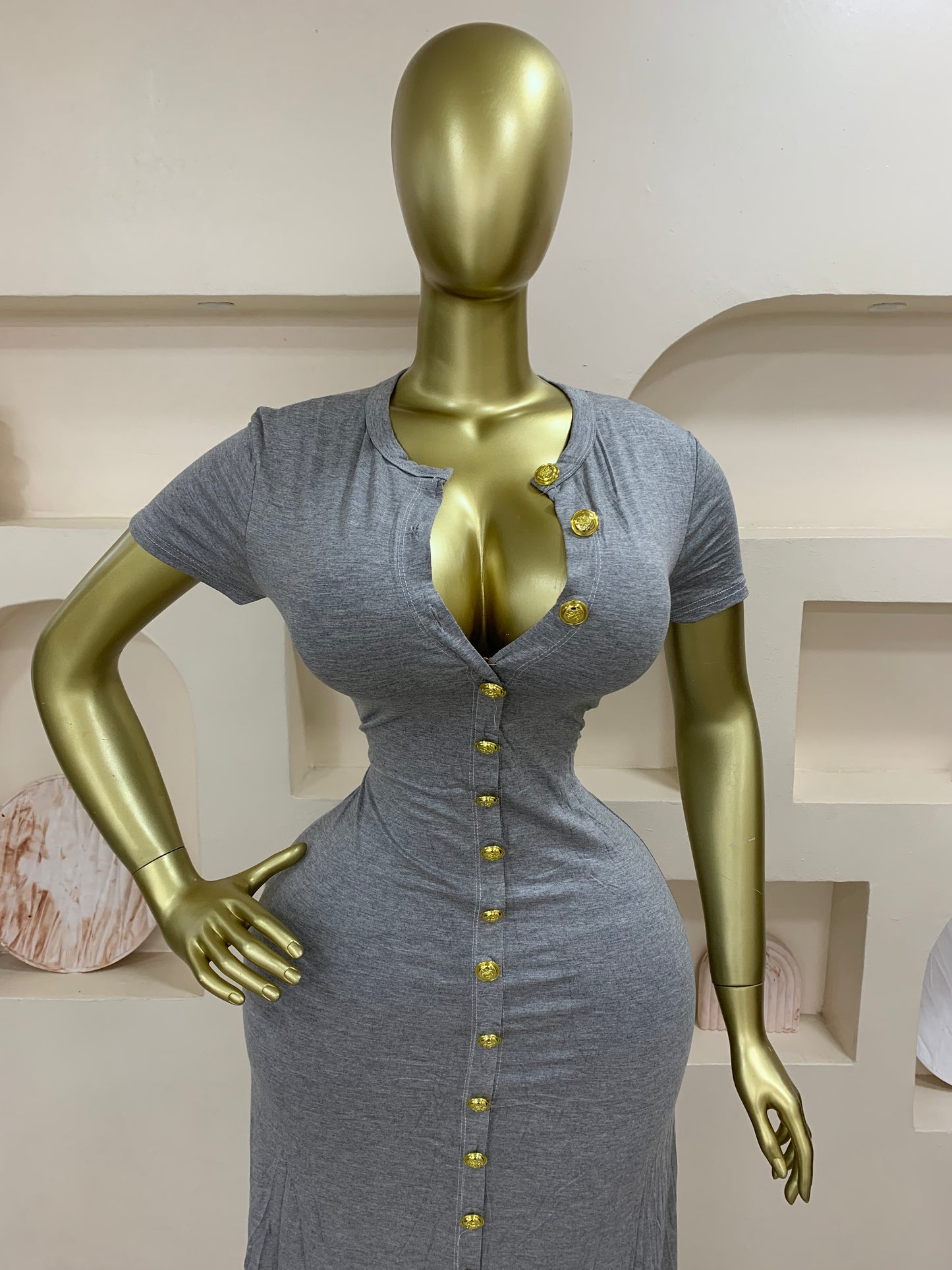 Gold Button dress MW127