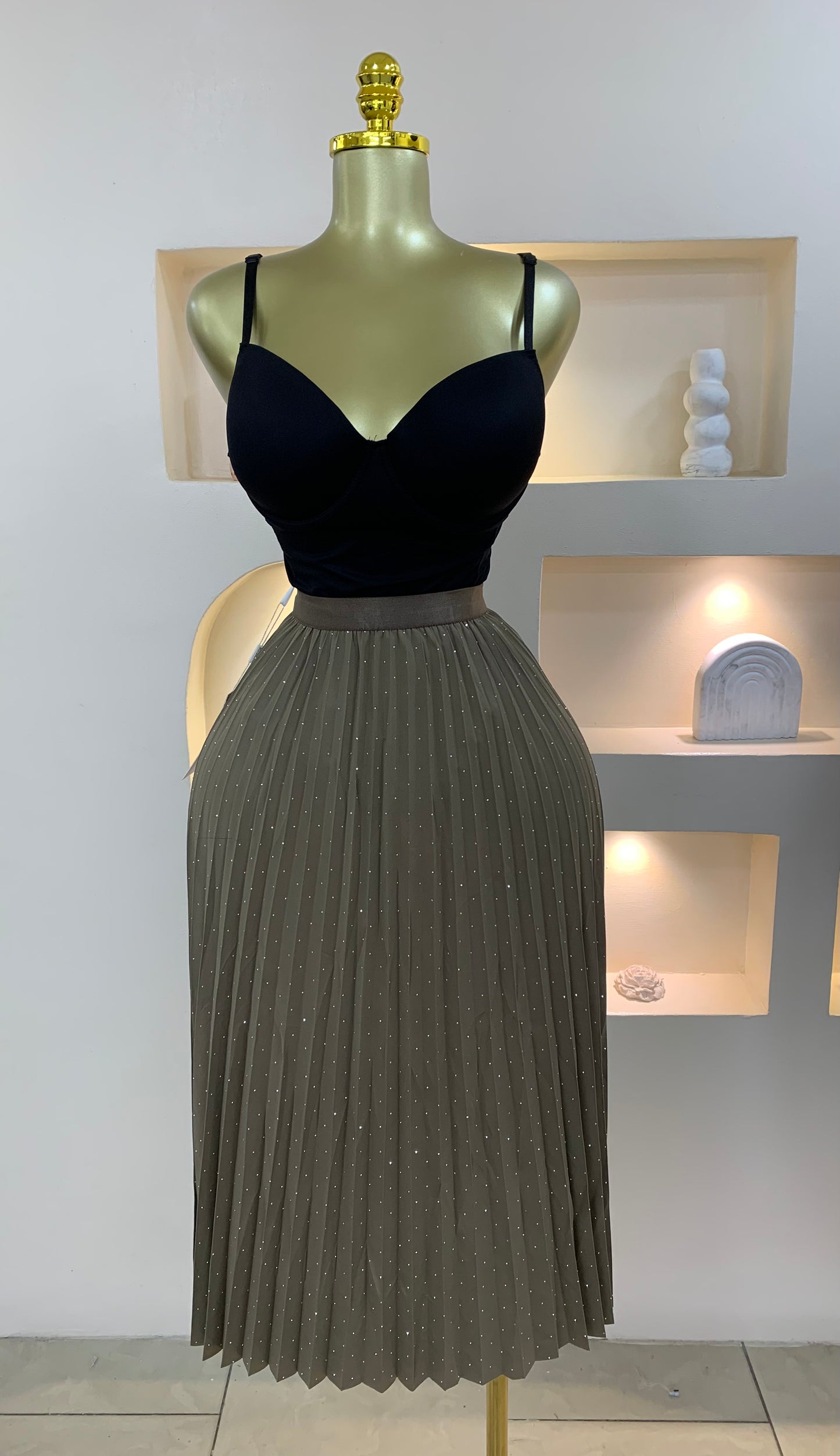 Pleated Stone Skirt ST101