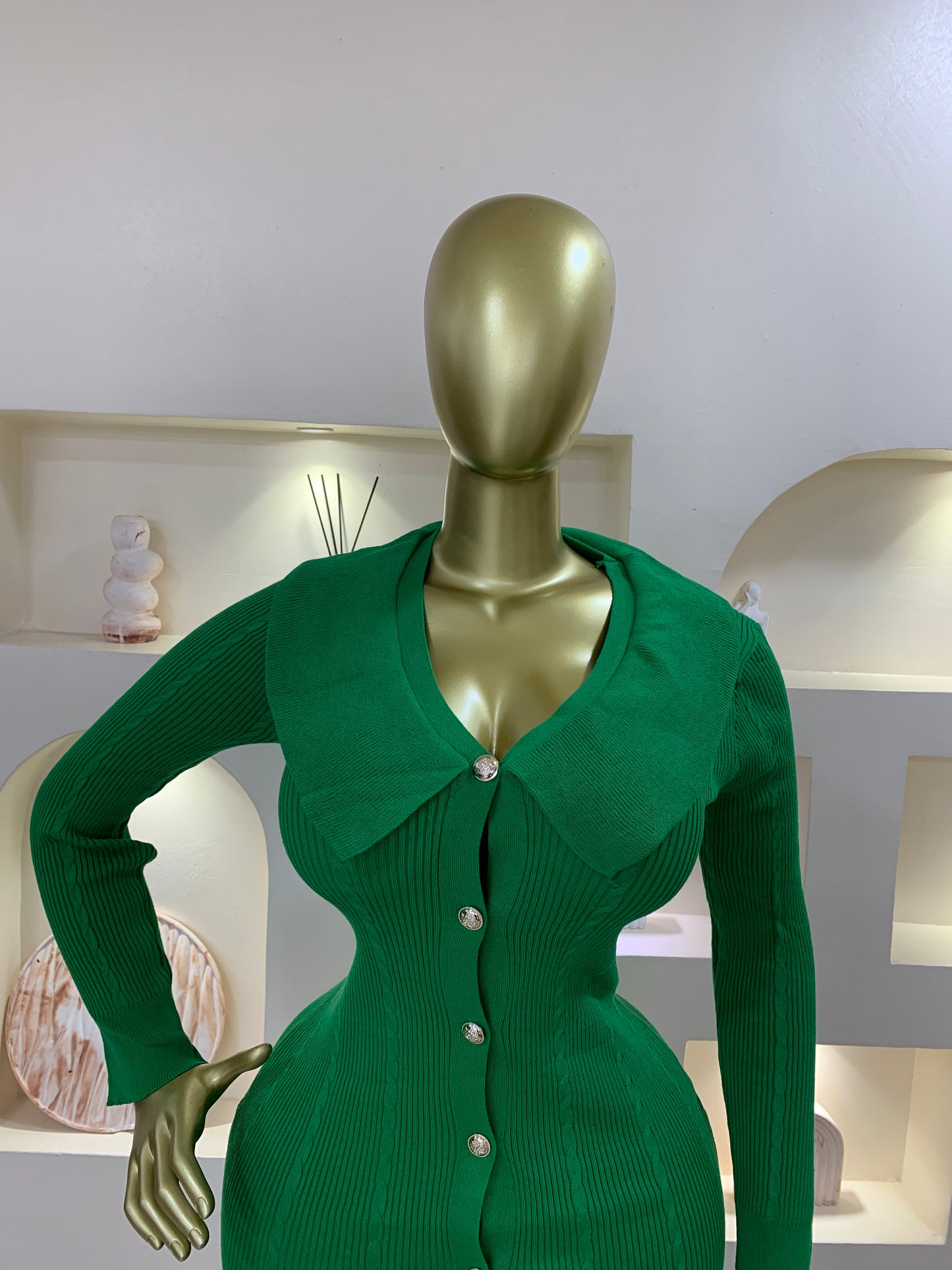 Collar Longsleeve Dress BK102