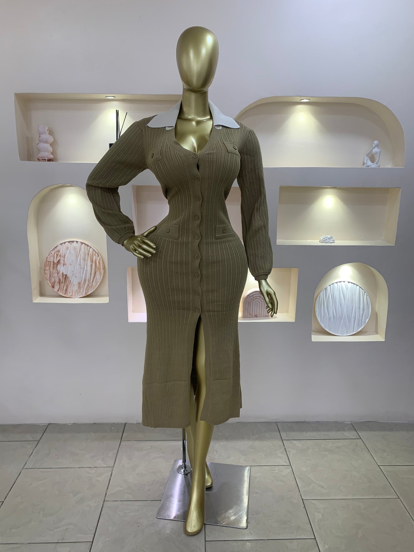 Hole collar dress TMF013
