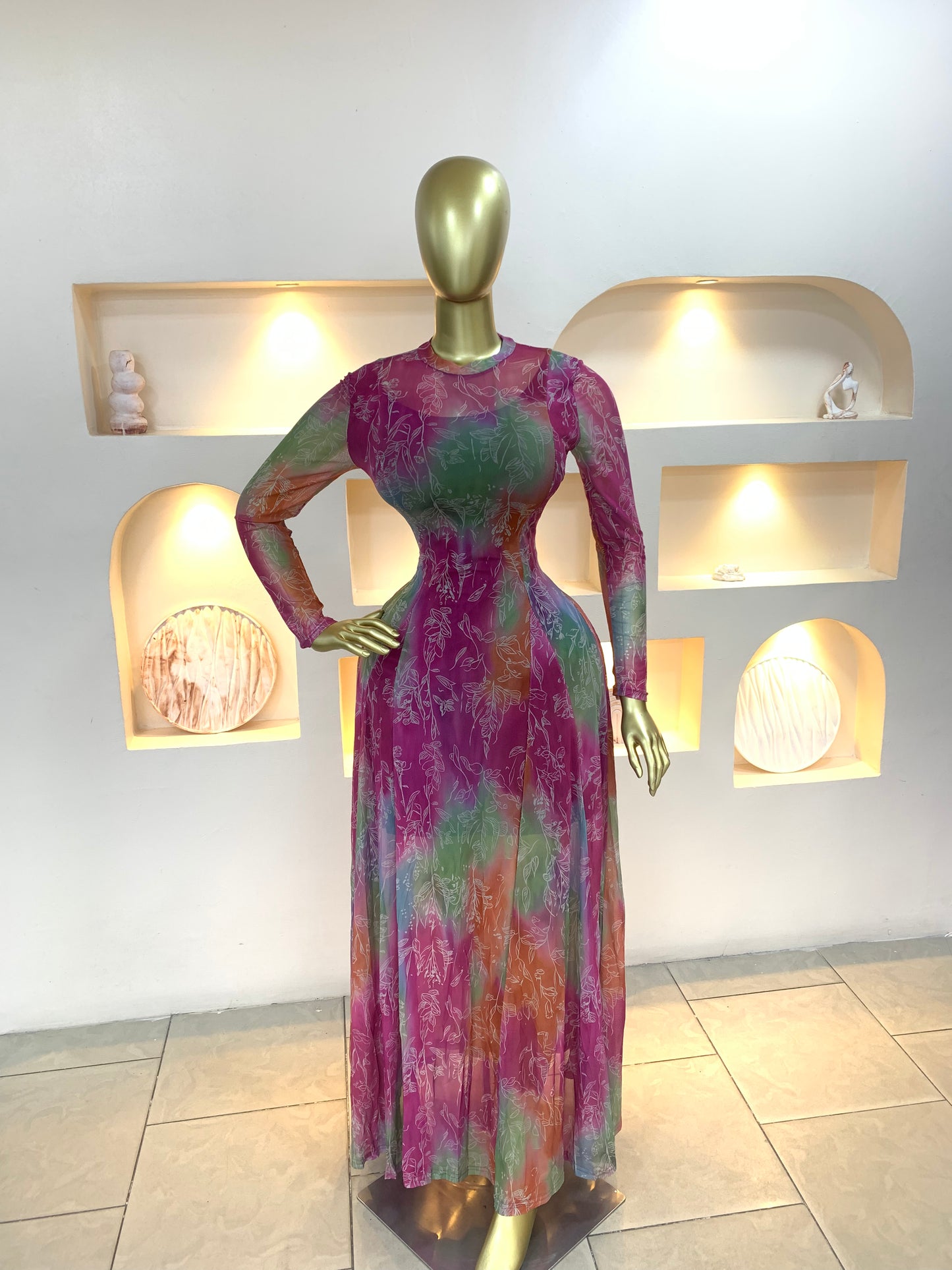 Pink Flower Mesh Dress 0249 MW1003