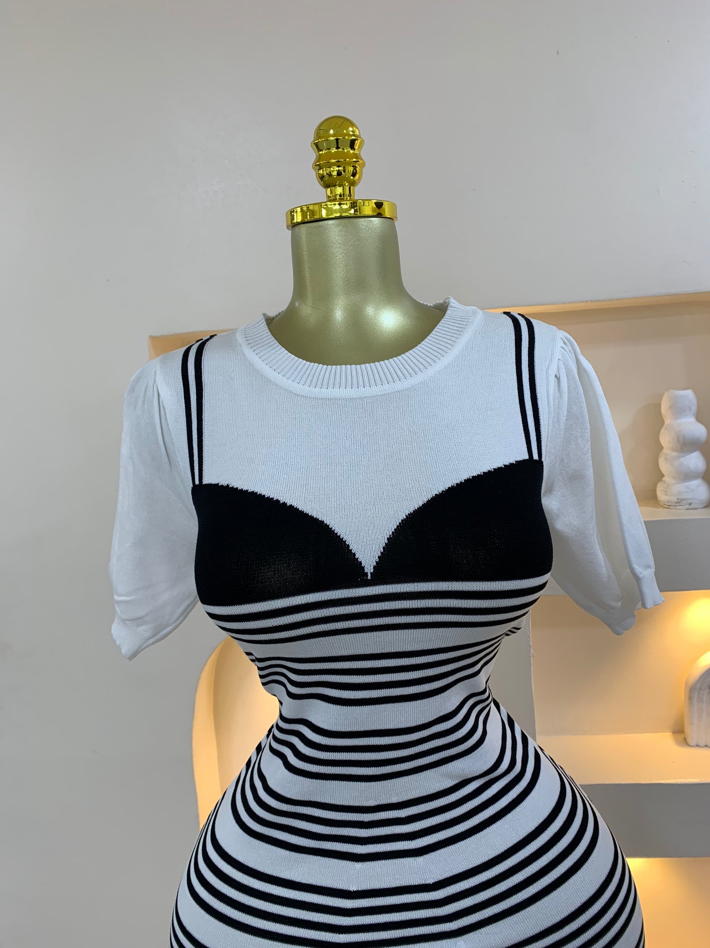 Midi Length Tiny Strip Dress ZT605