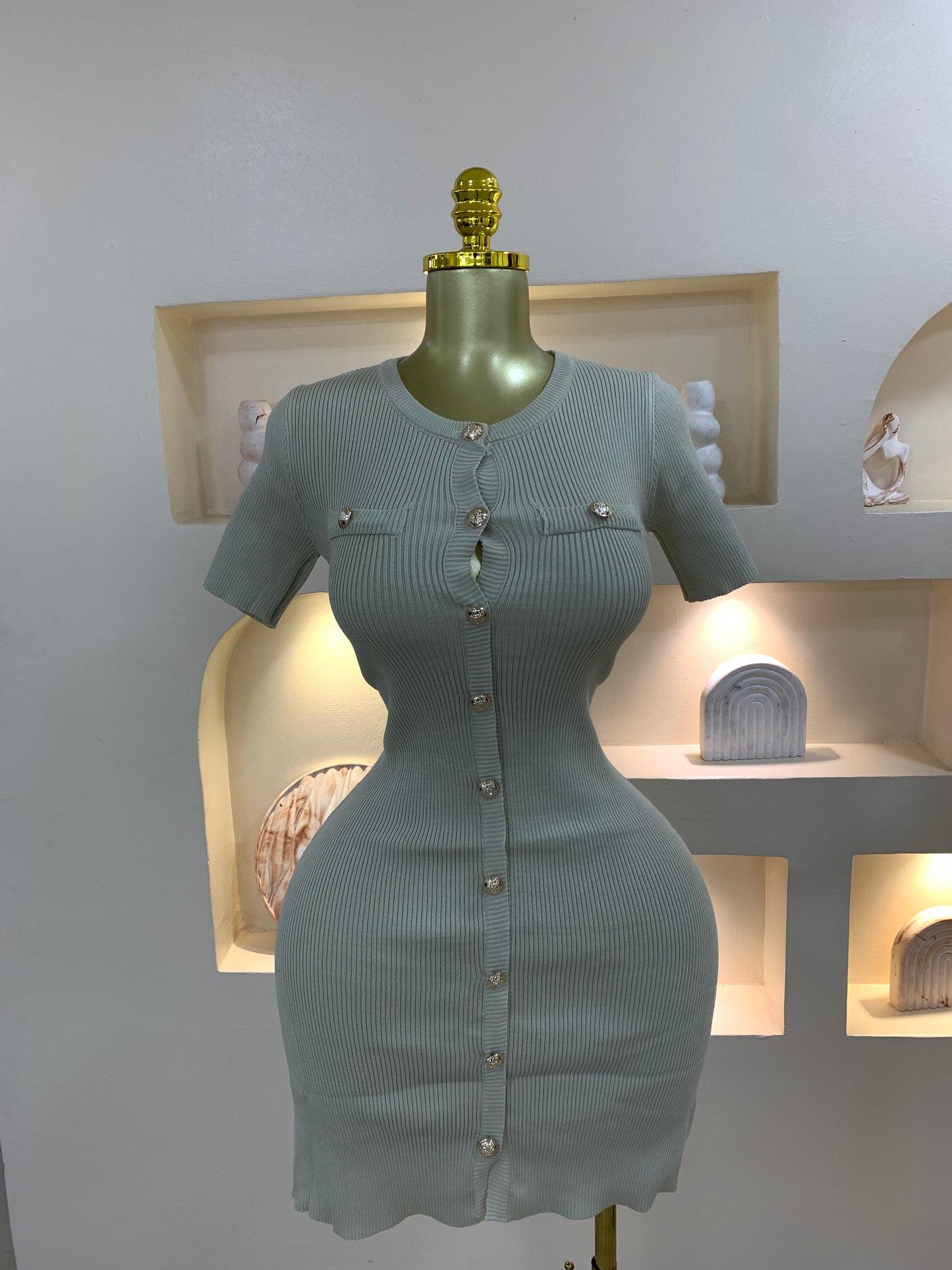 Zaras Gold Button Dress ZT 402