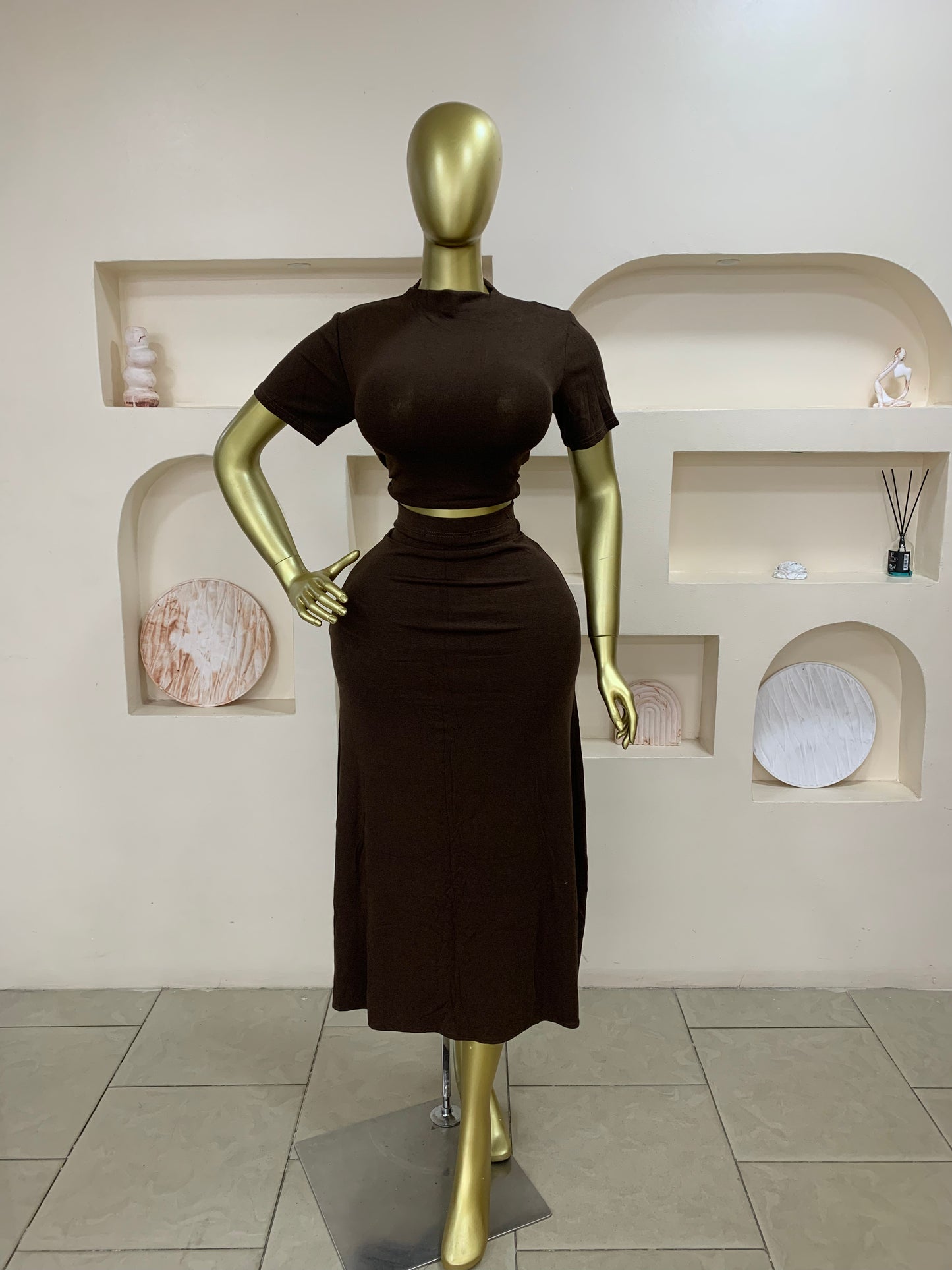 Plain Turtle Neck Two Piece JJ111