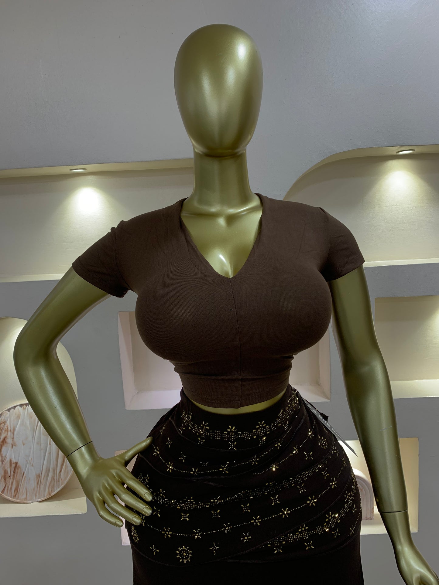 Stone Chiffon Skirt Two Piece MW120