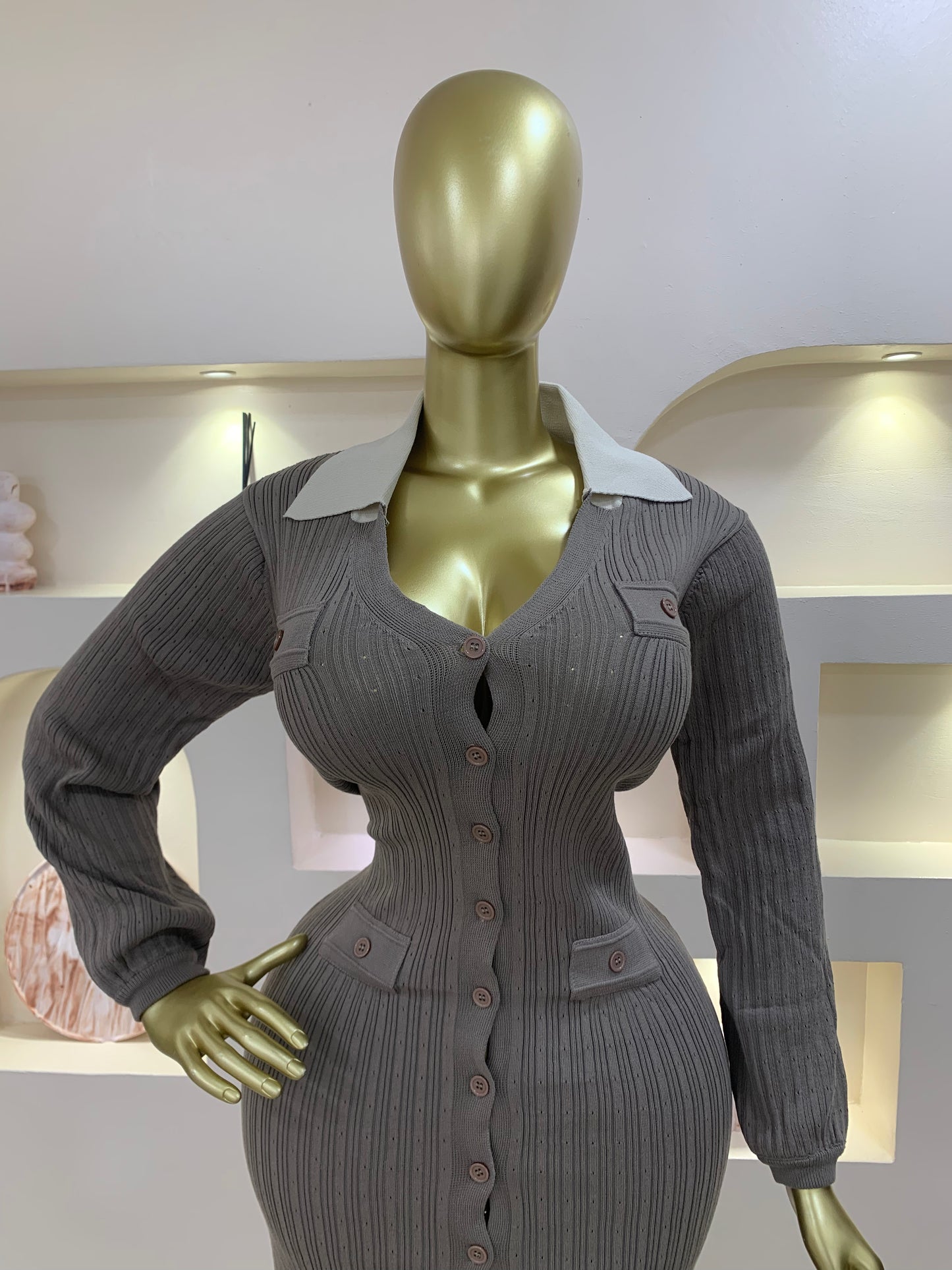Hole collar dress TMF013