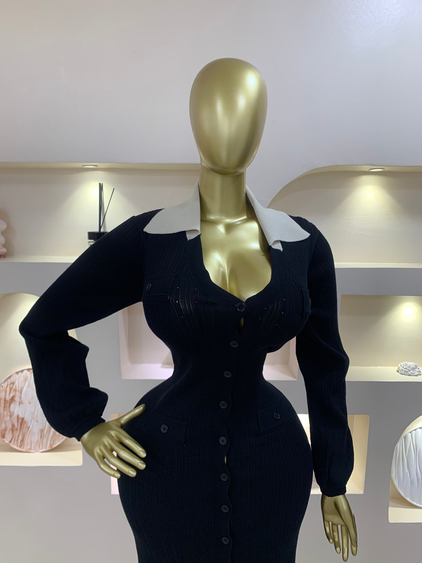 Hole collar dress TMF013