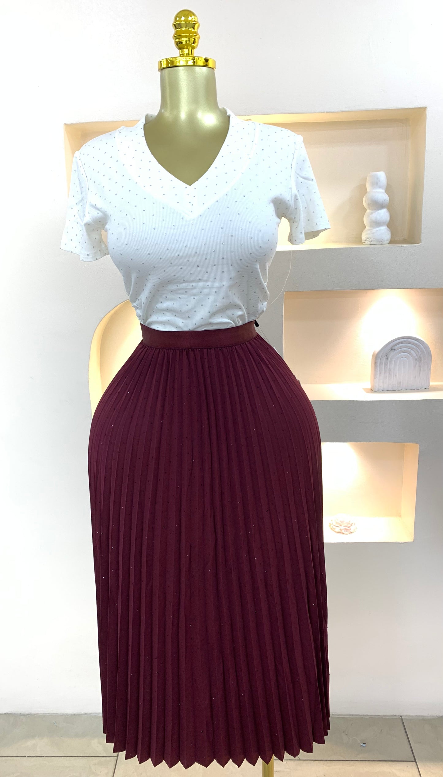 Pleated Stone Skirt ST101